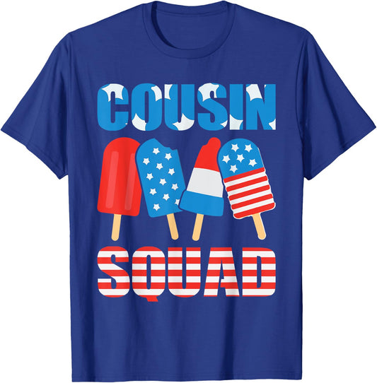 4th Of July Cousin Squad Crew Funny American Ice Pops Summer Women Kids Men T-Shirt - T-Shirt | Royal