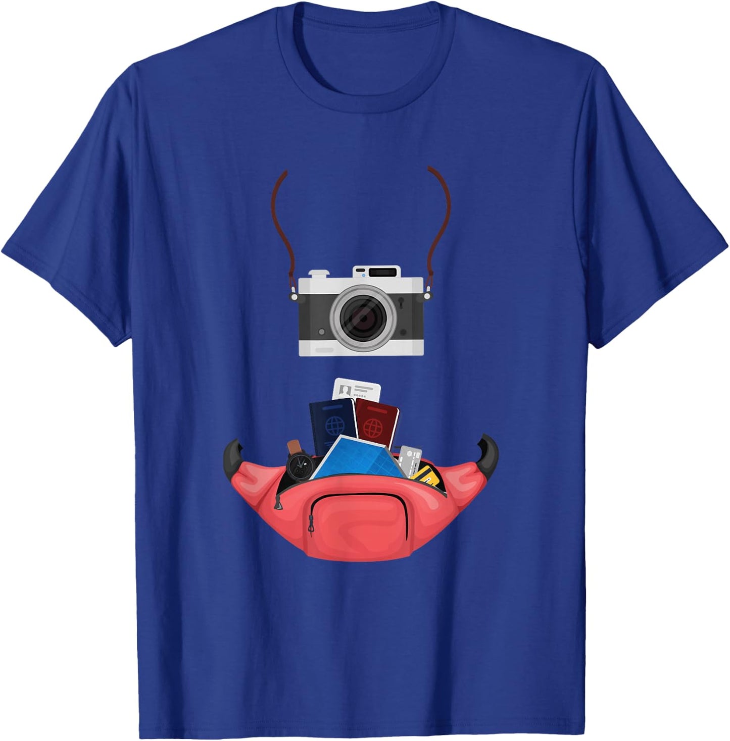 Tourist Spirit Day Camera Passport Map and Camera Tourism T-Shirt - T-Shirt | Royal