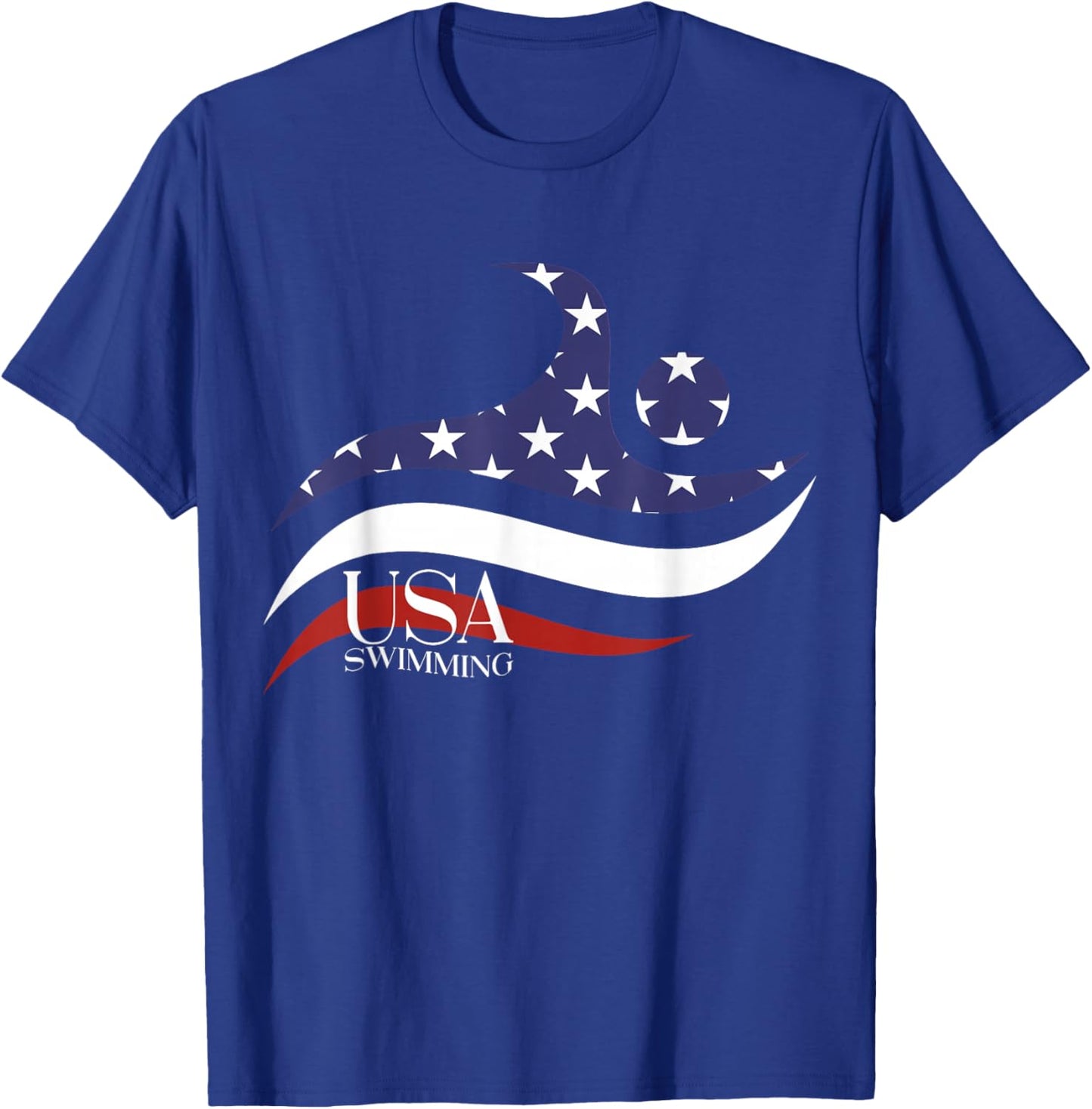 Patriotic American Flag Swimming USA Gift, Swim Team T-Shirt - T-Shirt | Royal