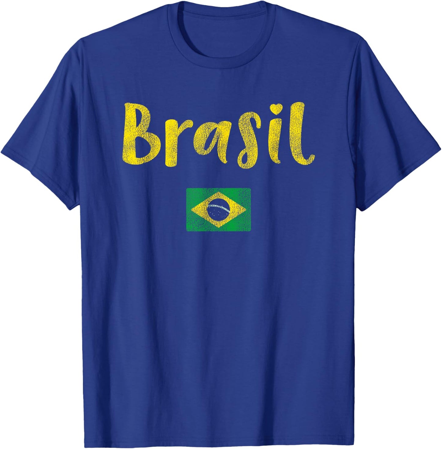 Vintage Brazilian Flag of Brazil Souvenir Women Girls Brasil T-Shirt - T-Shirt | Royal