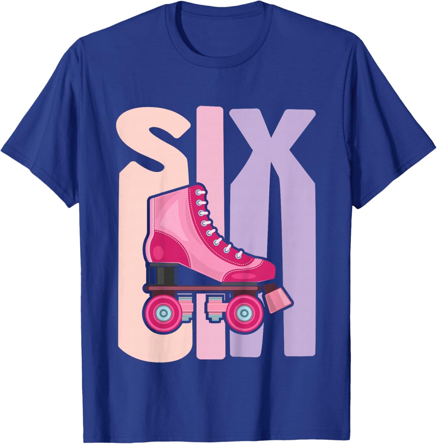 6 Year Old Cute Roller Skating Birthday Girl 6th B-day T-Shirt - T-Shirt | Royal