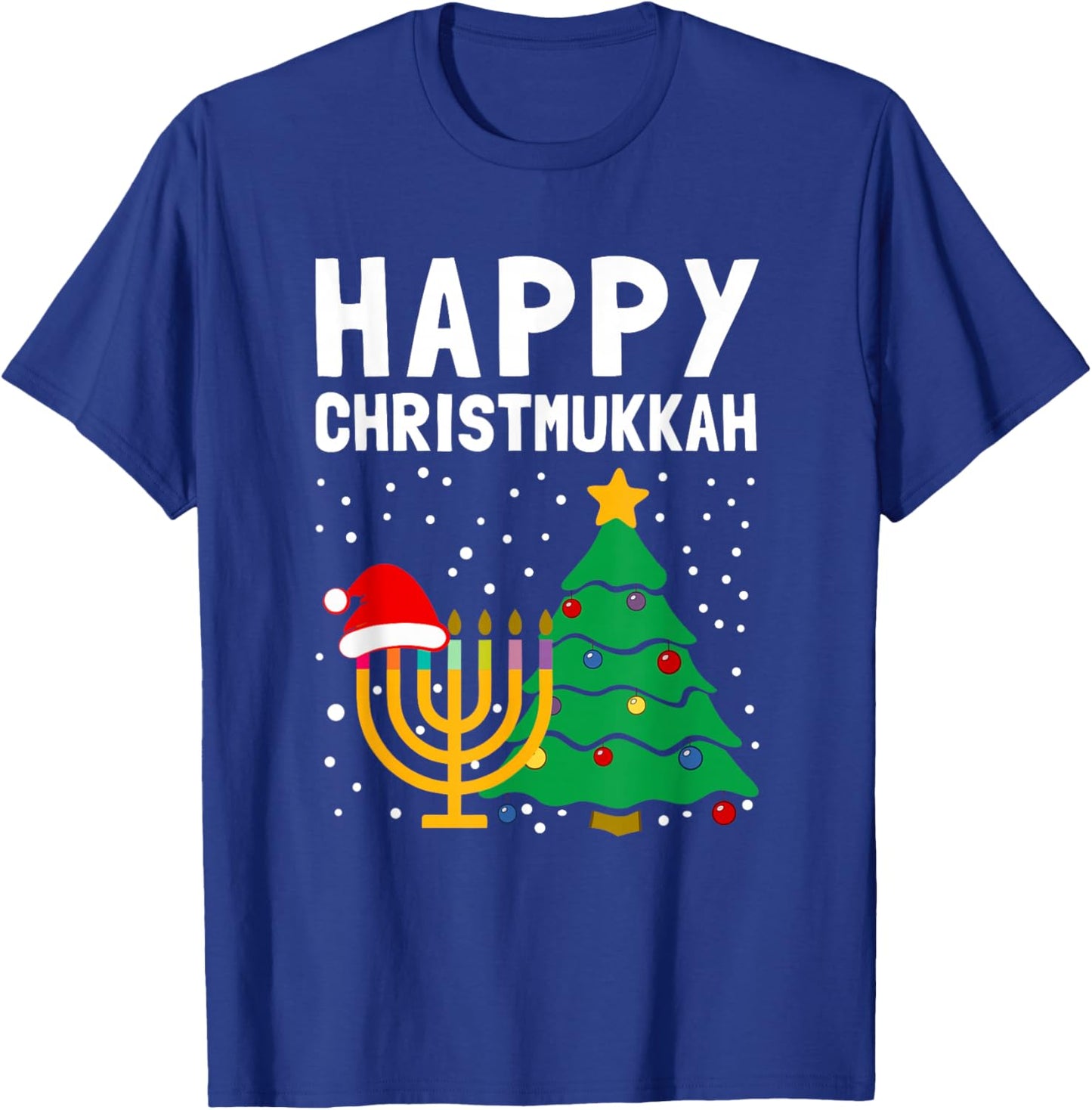 Happy Christmukkah Jewish Christmas Hanukkah Chanukah Gift T-Shirt - T-Shirt | Royal