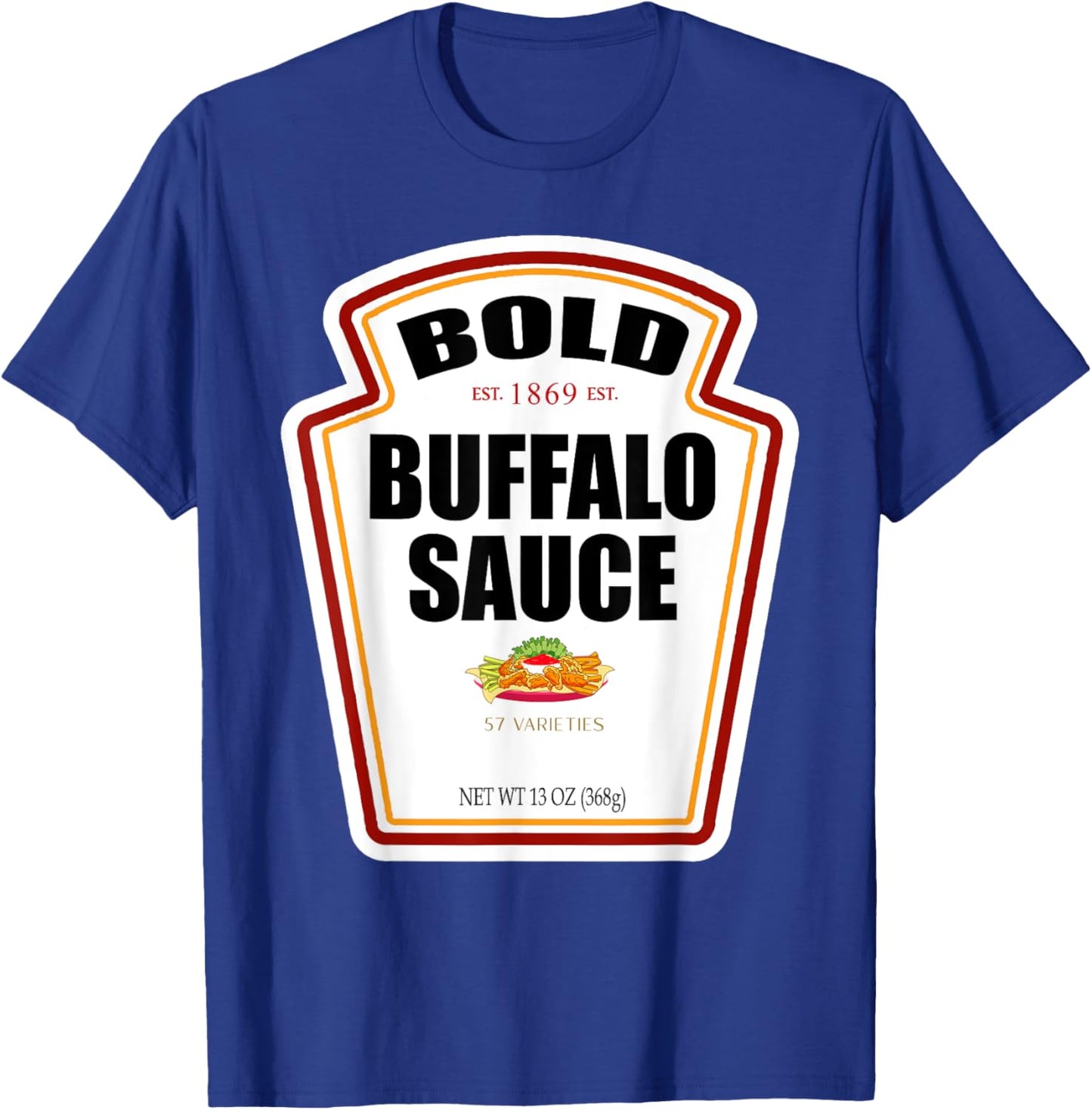 Bold Buffalo Sauce Bottle Label Funny Halloween Costume T-Shirt - T-Shirt | Royal