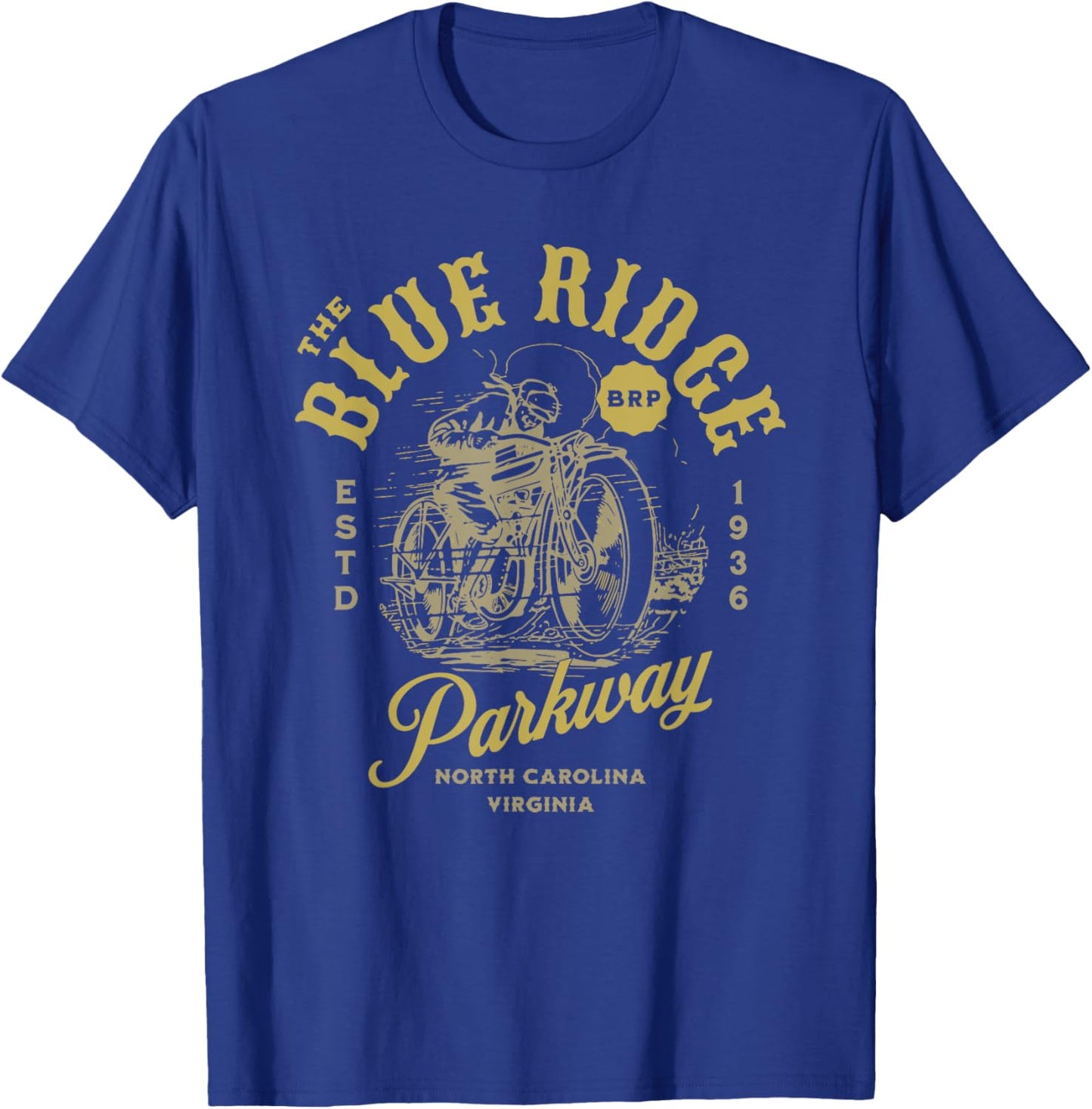 Blue Ridge Parkway Vintage Motorcycle Design T-Shirt - T-Shirt | Royal