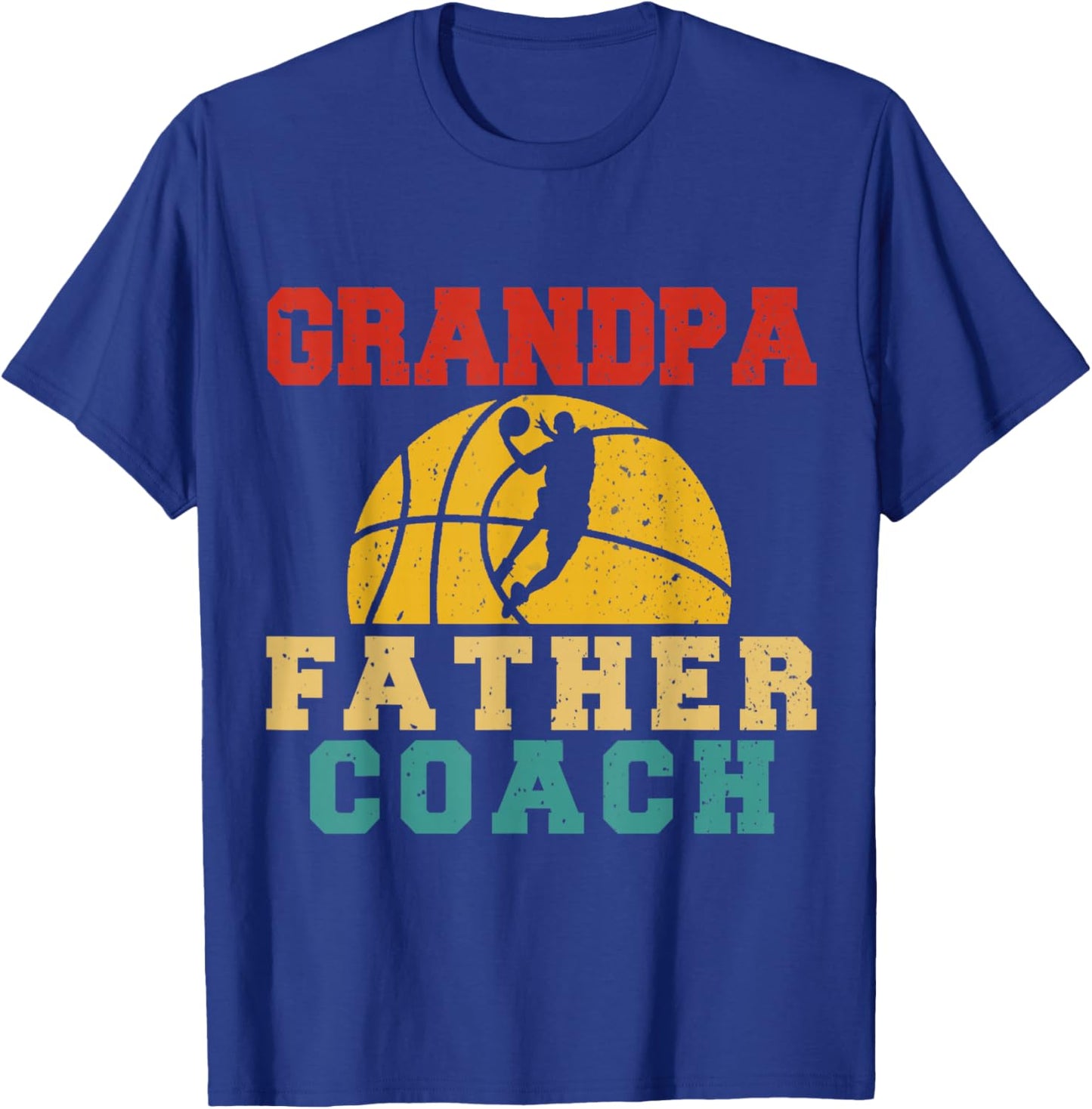 Vintage Grandpa Father Coach Cool Basketball Player Coach T-Shirt - T-Shirt | Royal