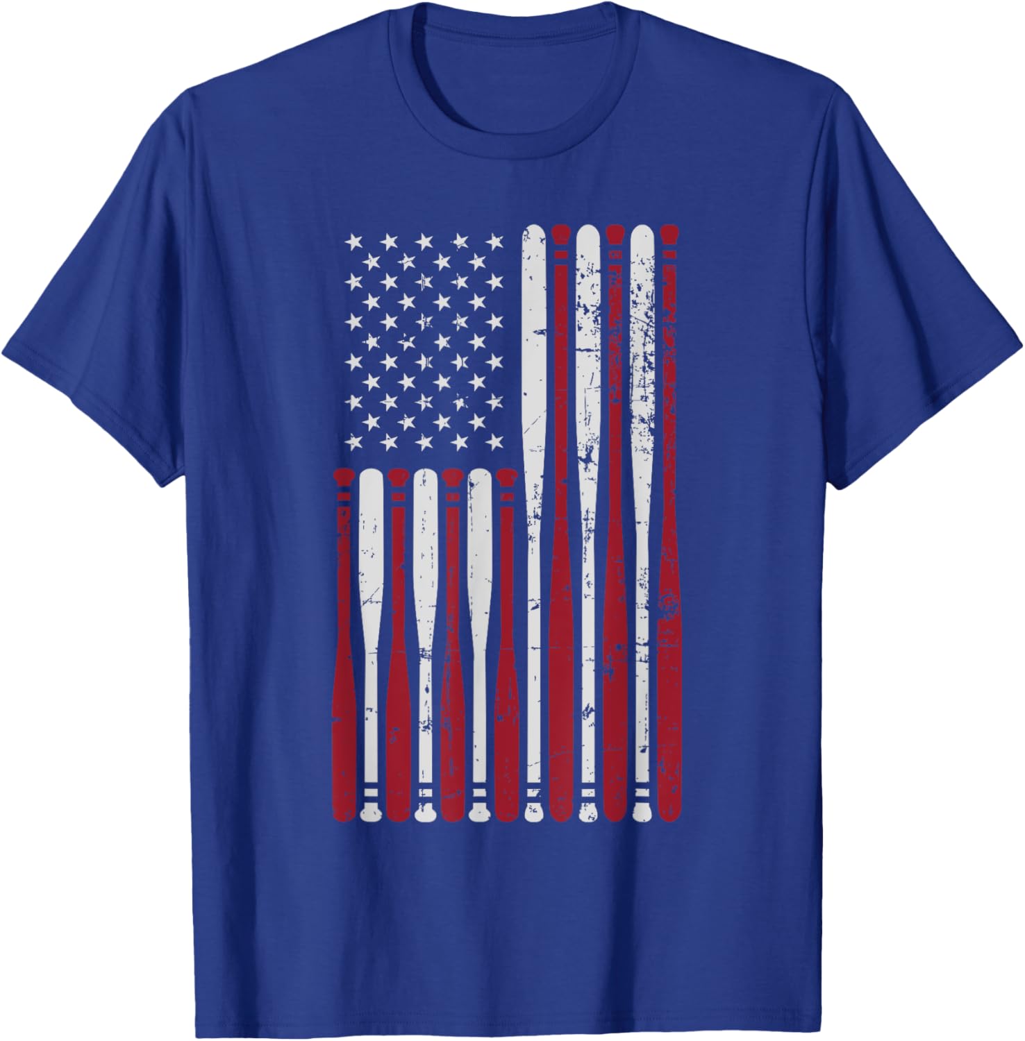 Patriotic US american baseball bats and stars stripes flag T-Shirt - T-Shirt | Royal