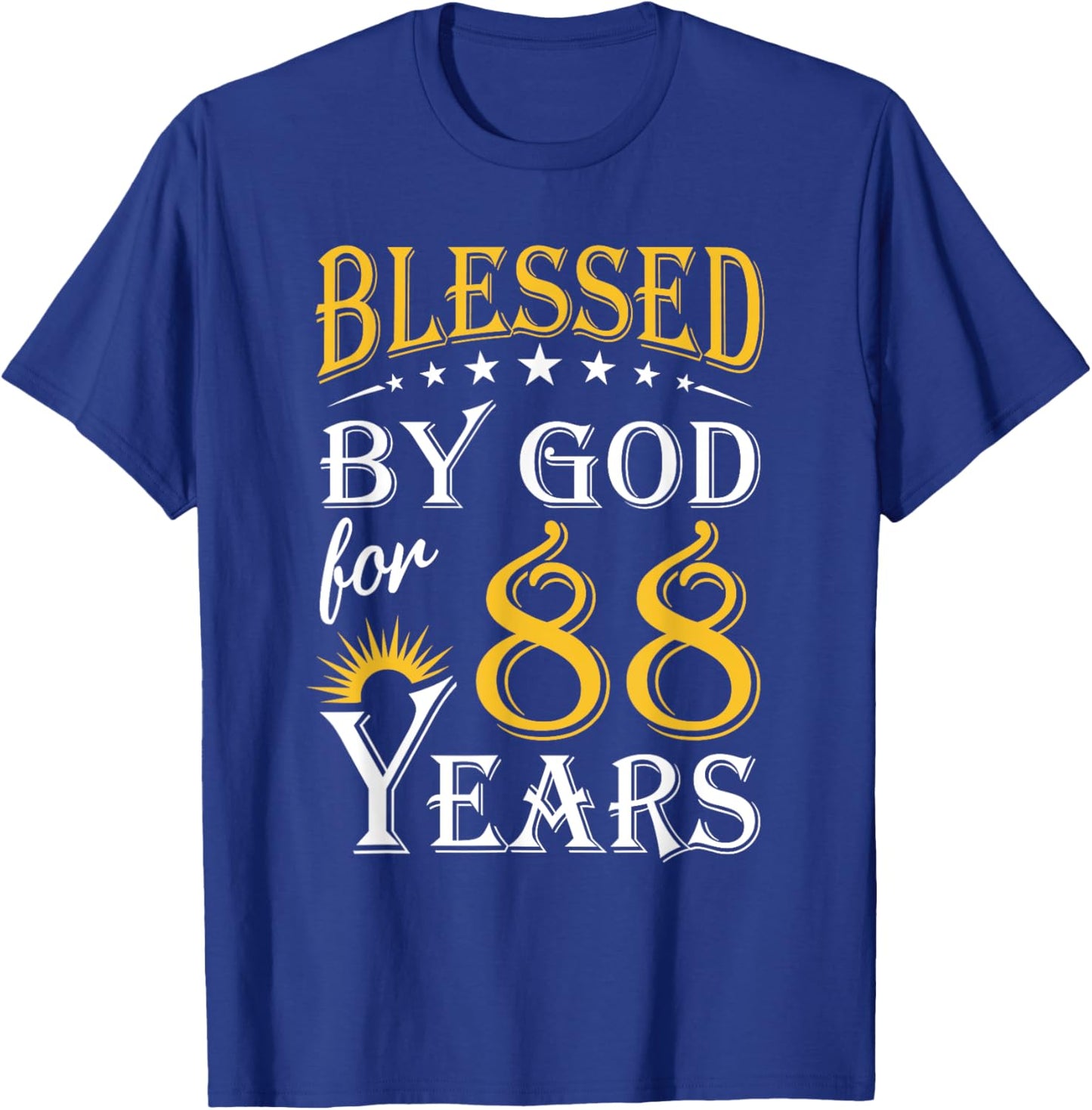 Vintage Blessed by God for 88 years Happy 88th Birthday T-Shirt - T-Shirt | Royal