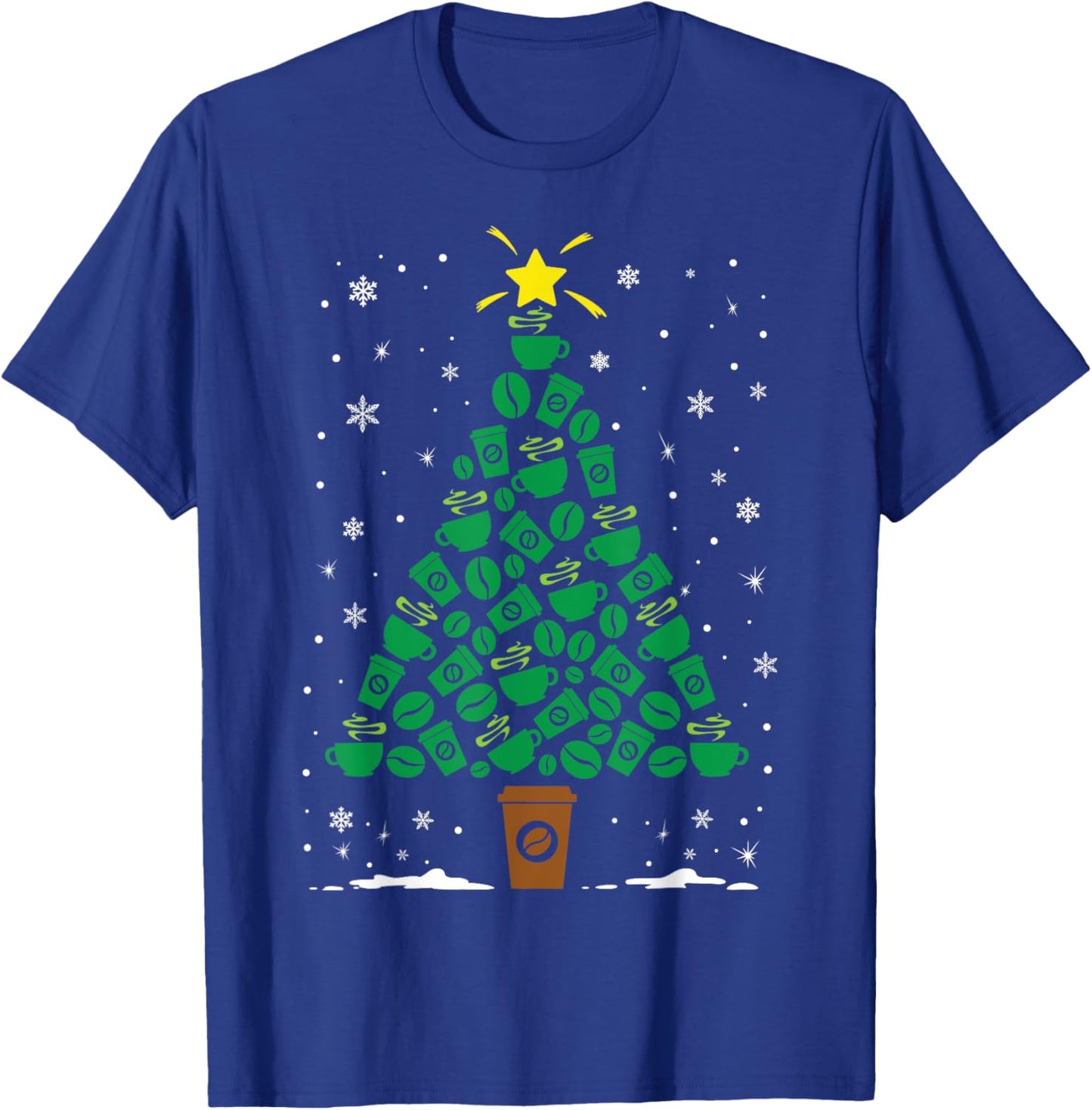 Coffee Caffeine Lover Holiday Family Matching Christmas Tree T-Shirt - T-Shirt | Royal
