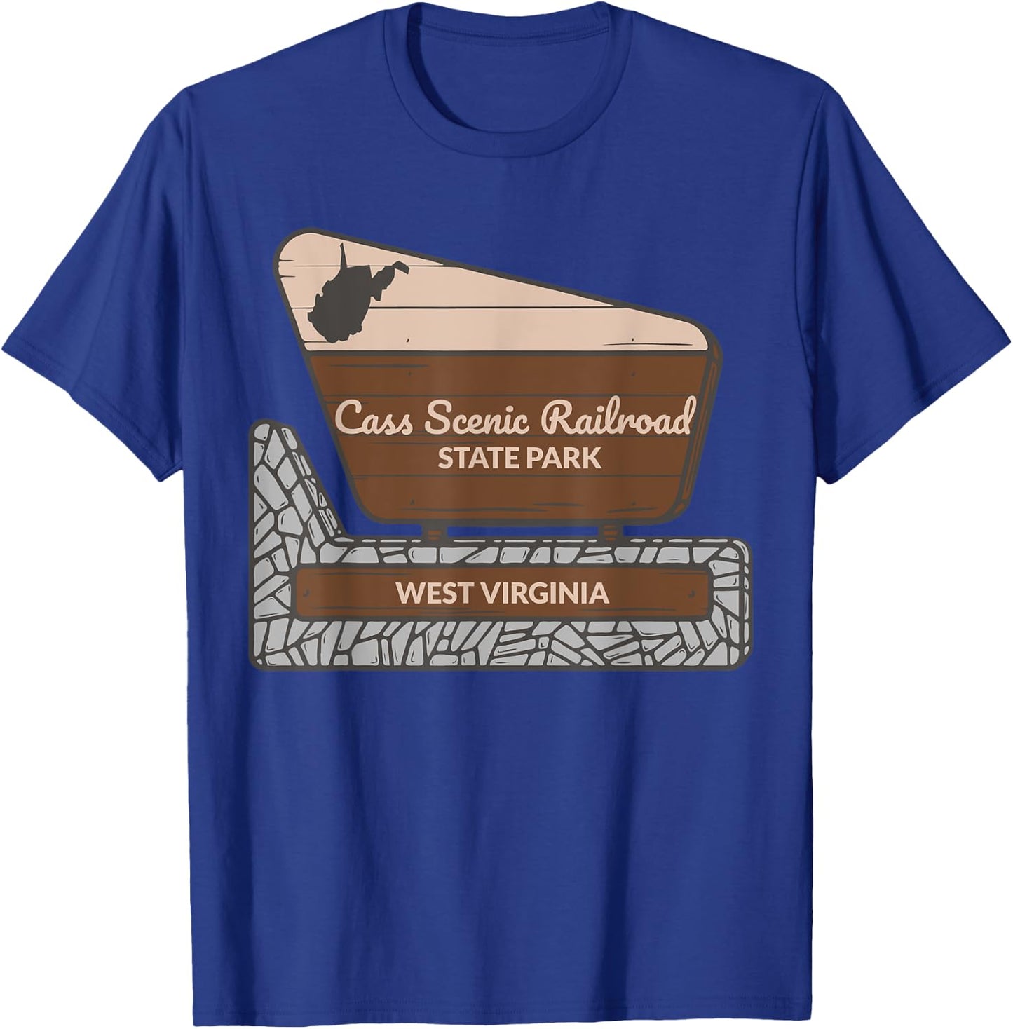 Cass Scenic Railroad State Park West Virginia Welcome Sign T-Shirt - T-Shirt | Royal