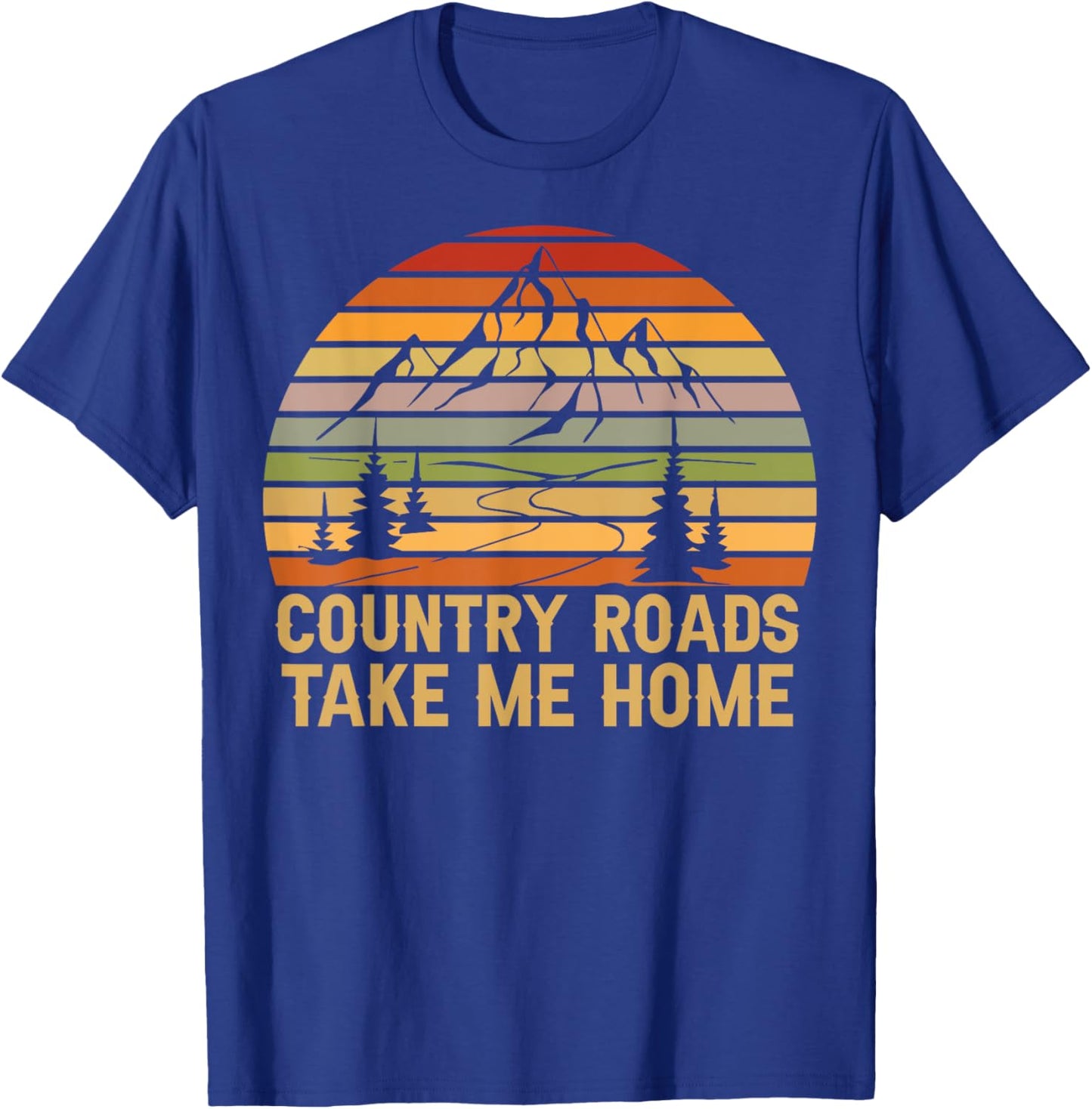 Country Music Lovers Country Music Fans Retro Country Roads T-Shirt - T-Shirt | Royal