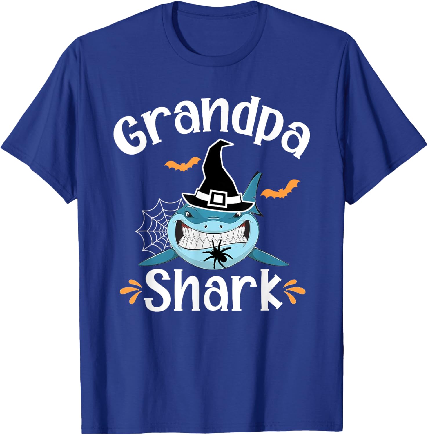 Grandpa Shark Funny Halloween Grandpa Announcement T-Shirt - T-Shirt | Royal