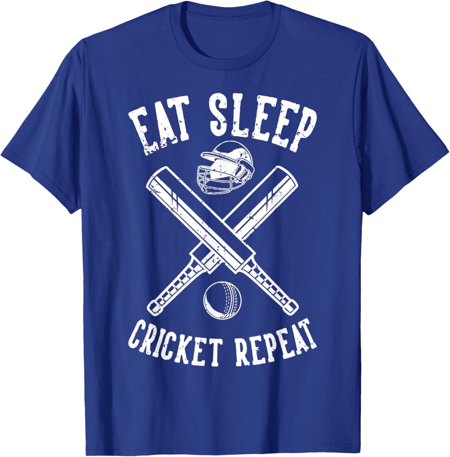 Eat Sleep Cricket Repeat | Bat Cricket T-Shirt - T-Shirt | Royal