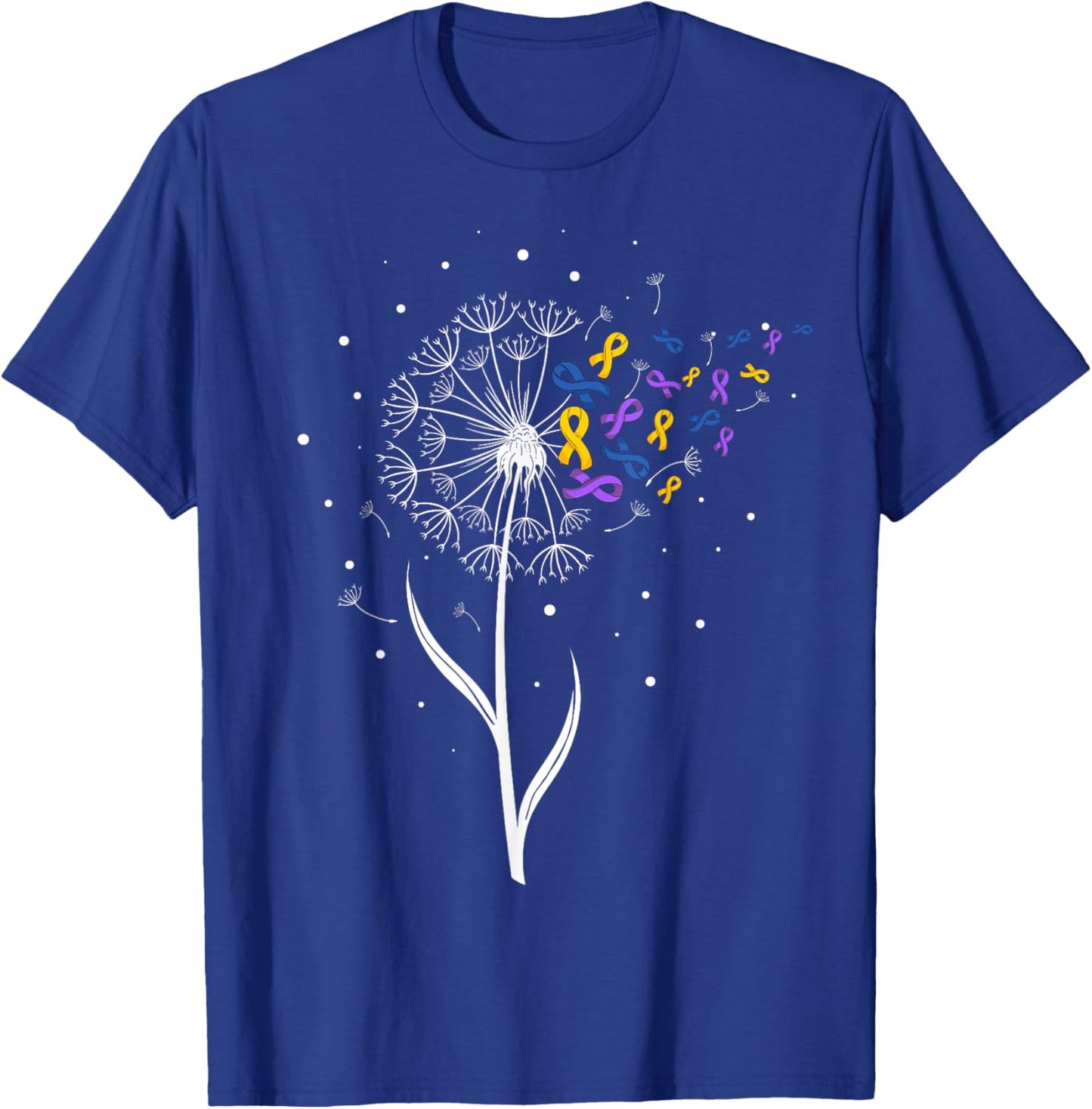 Bladder Cancer Awareness Ribbon & Dandelion Survivor Warrior T-Shirt - T-Shirt | Royal