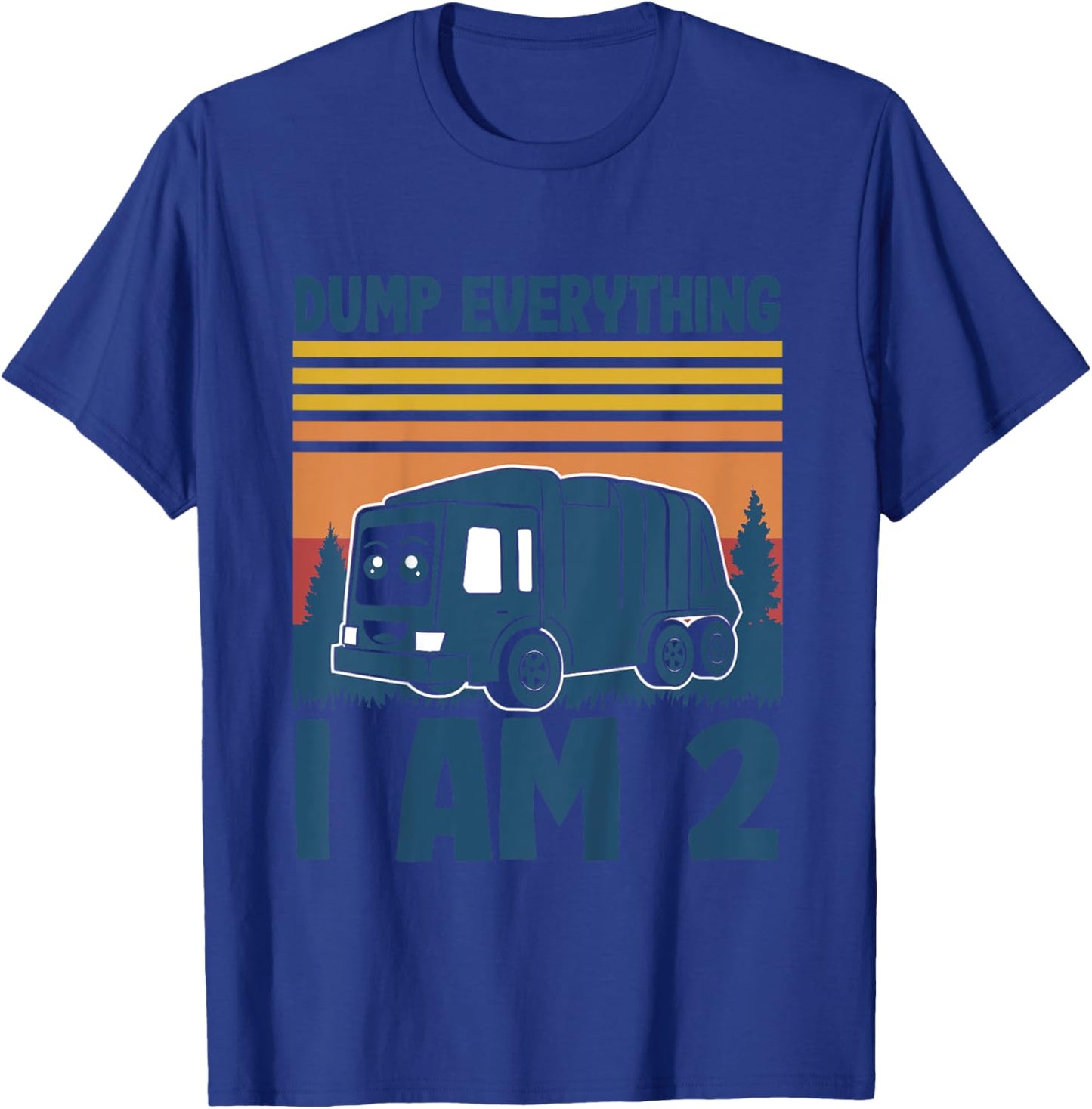 Kids Dump Everything Im 2 - Boy 2nd Birthday Trash Garbage Truck T-Shirt - T-Shirt | Royal