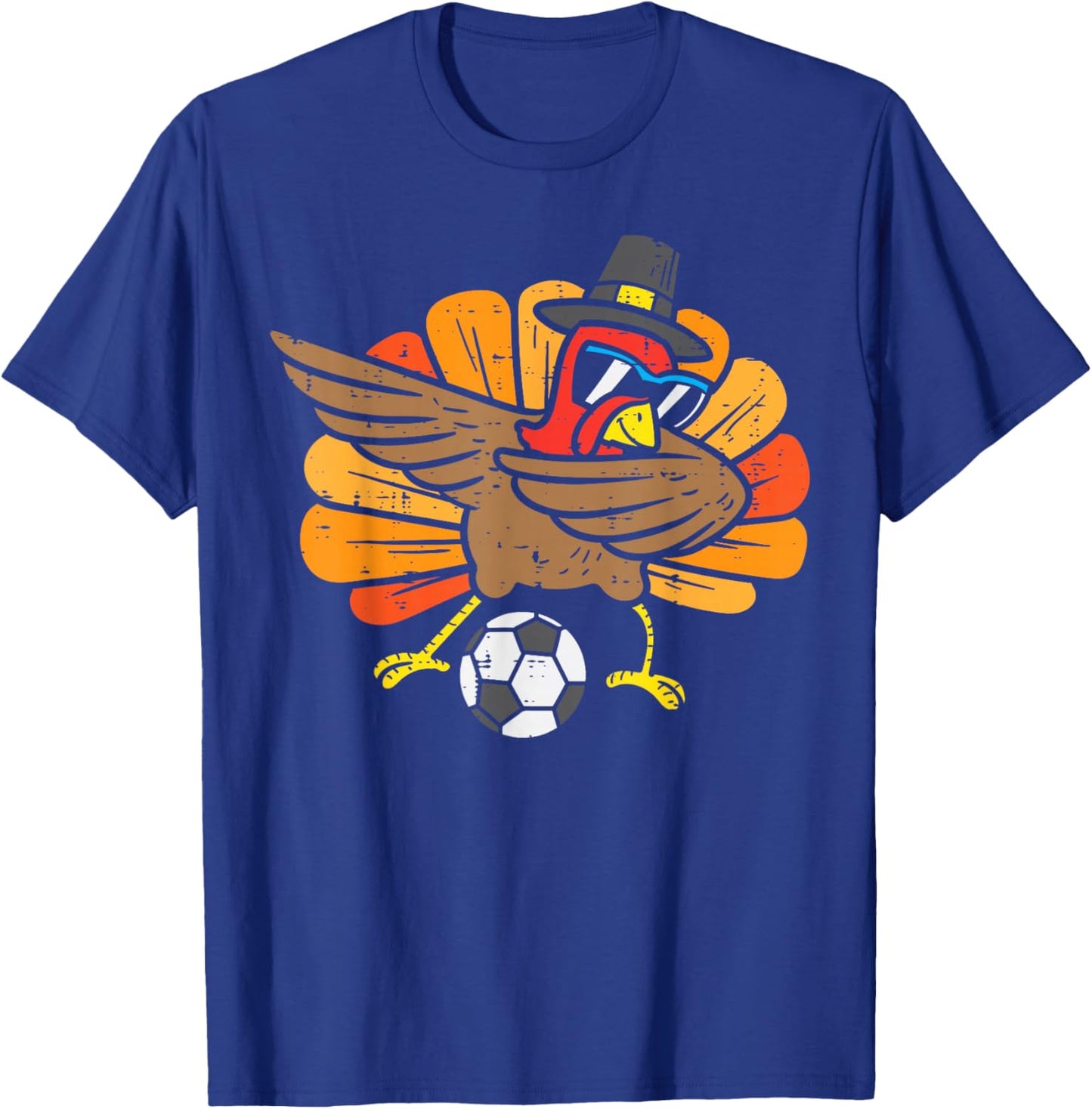 Turkey Dab Soccer Football Thanksgiving Dance Boys Girls T-Shirt - T-Shirt | Royal