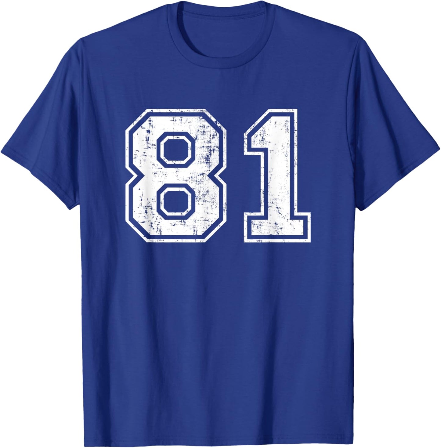 Number 81 Distressed Vintage Eighty One Sports Team Practice T-Shirt - T-Shirt | Royal
