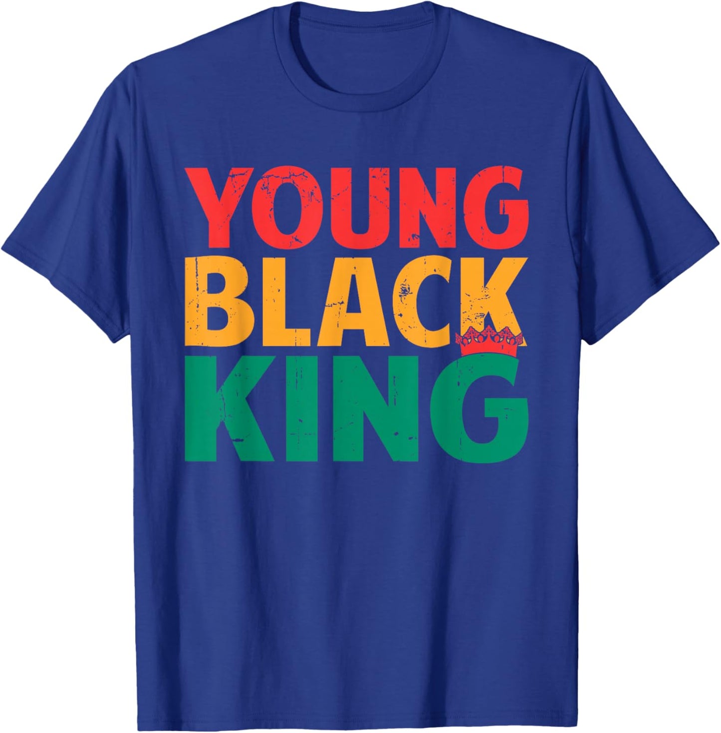Young Black King - African American Black Heritage Afro Boys T-Shirt - T-Shirt | Royal