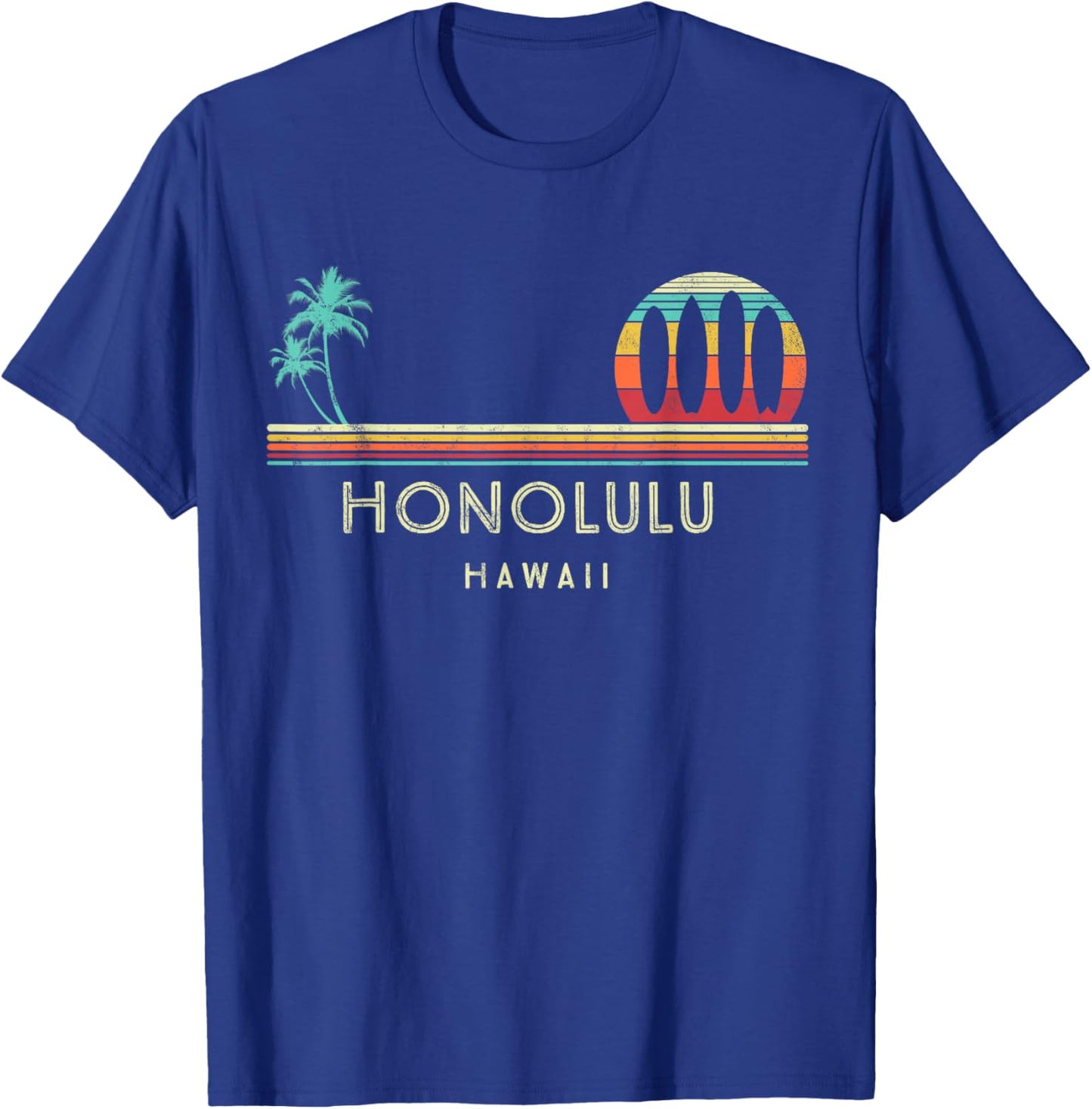 Vintage Hawaii Honolulu - Palm trees Tropical - Surf T-Shirt - T-Shirt | Royal