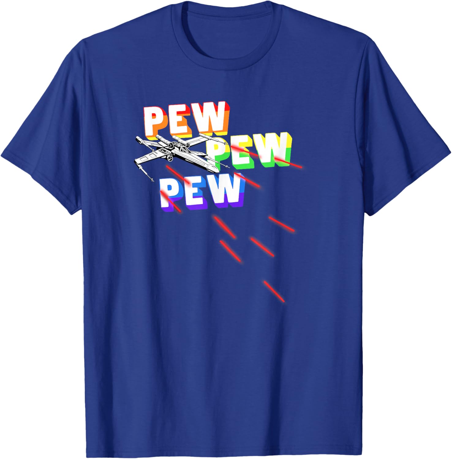 Star Wars X-Wing Pew Pew Pew Rainbow T-Shirt - T-Shirt | Royal