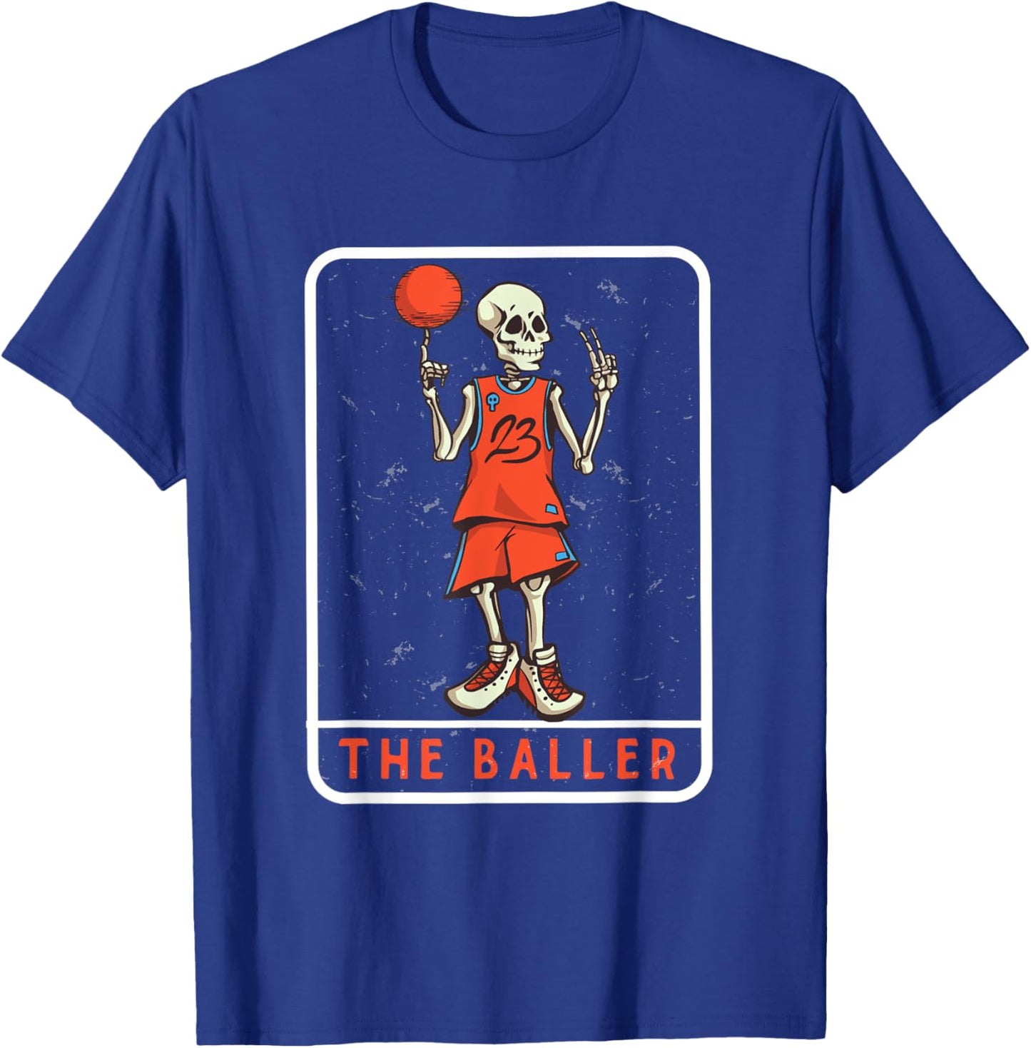 Skeleton basketballer tarot card the baller basketball T-Shirt - T-Shirt | Royal