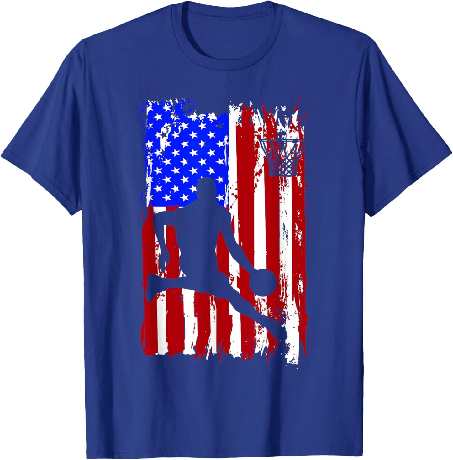 Vintage American Flag Basketball T-Shirt - T-Shirt | Royal