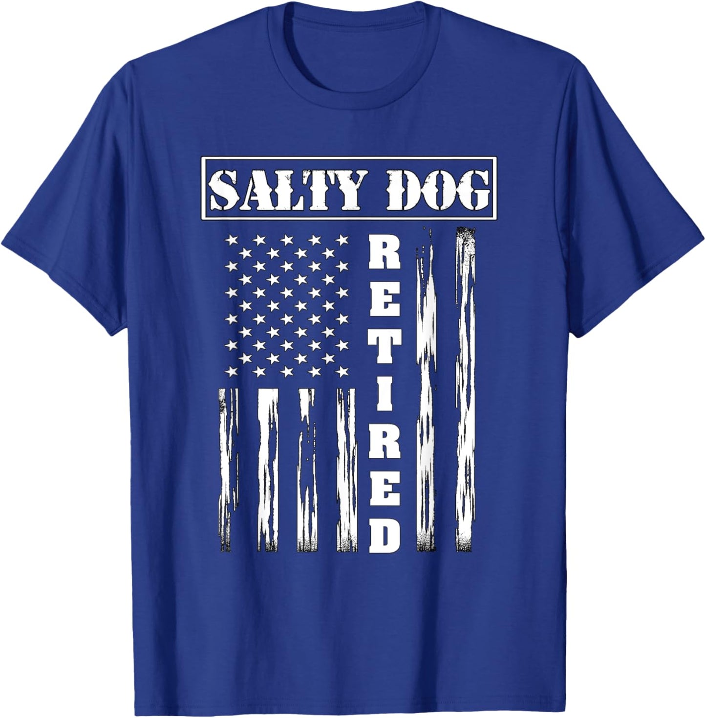 Salty Dog Retired Veteran - American Flag Men T-Shirt - T-Shirt | Royal
