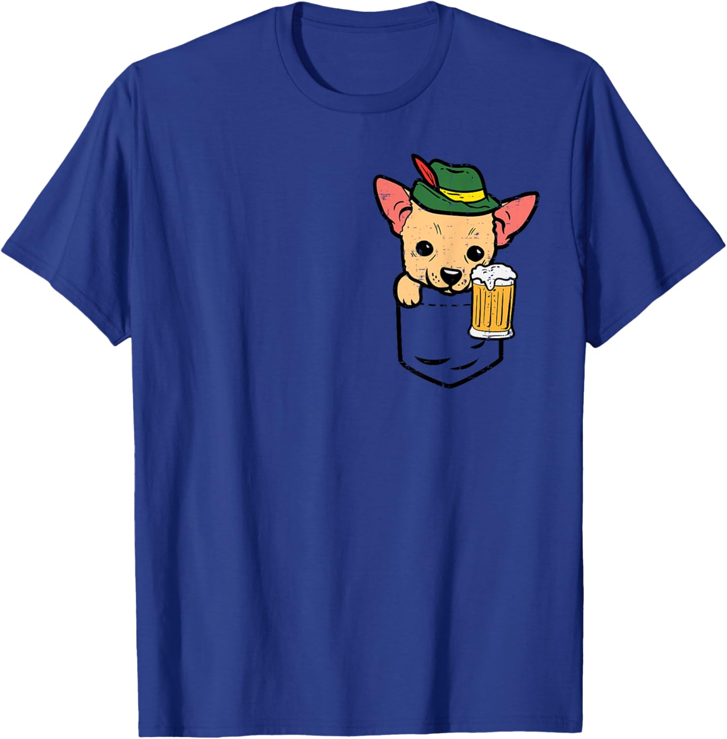 Pocket German Chihuahua Oktoberfest Bavarian Chiwawa Dog T-Shirt - T-Shirt | Royal