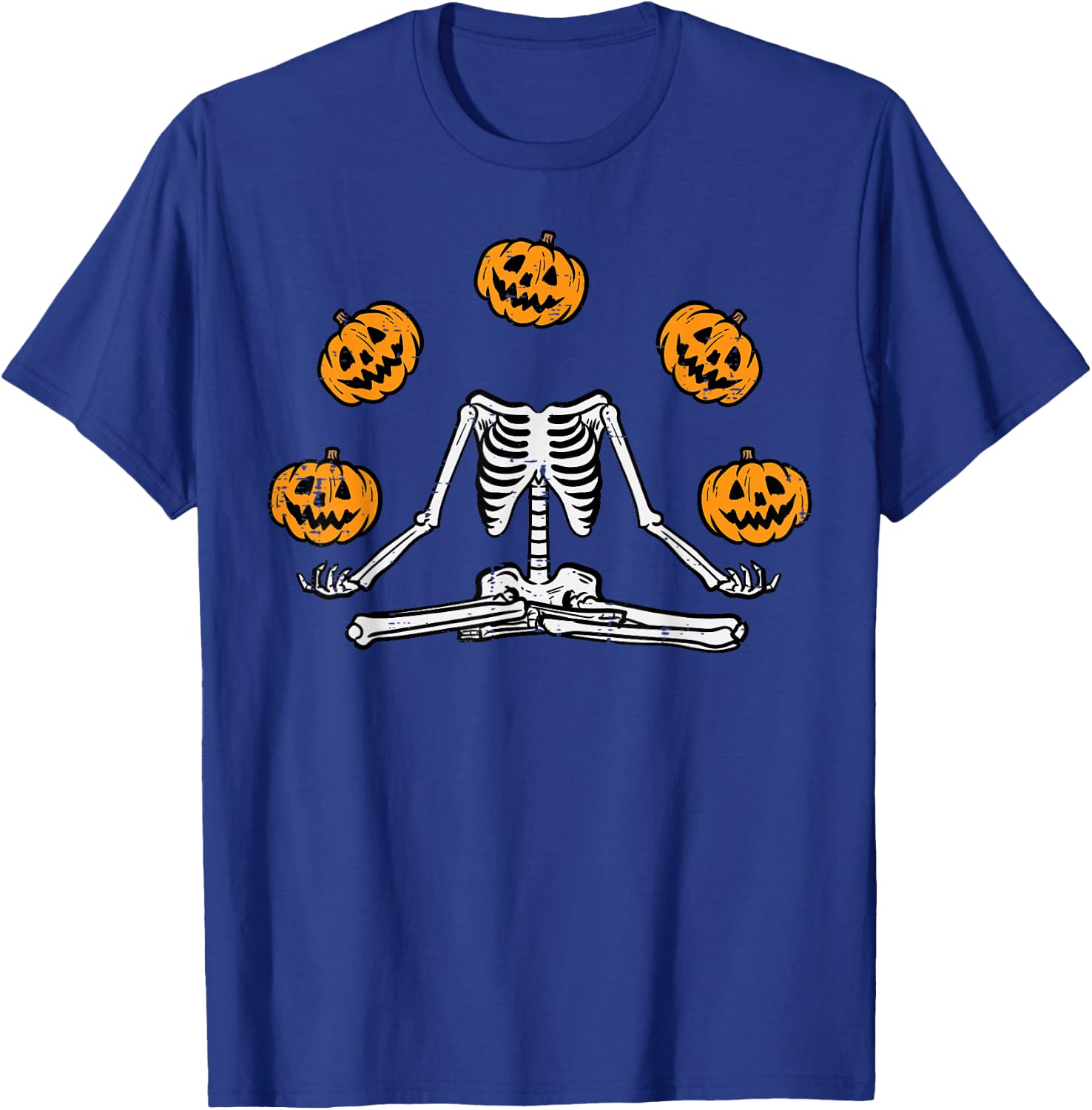 Halloween Skeleton Juggling Pumpkins Costume Men Women Kids T-Shirt - T-Shirt | Royal