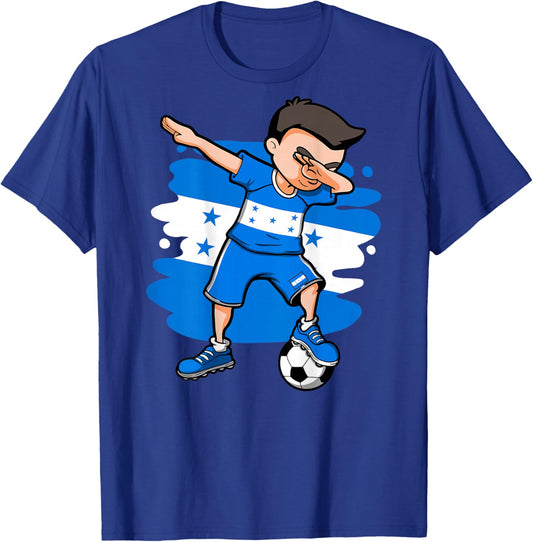 Dabbing Soccer Boy Honduras Jersey Honduran Football Lovers T-Shirt - T-Shirt | Royal