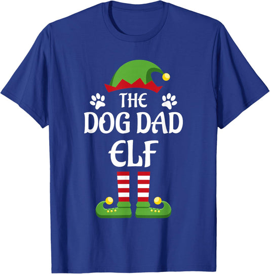 Dog Dad Elf Family Matching Group Christmas T-Shirt - T-Shirt | Royal