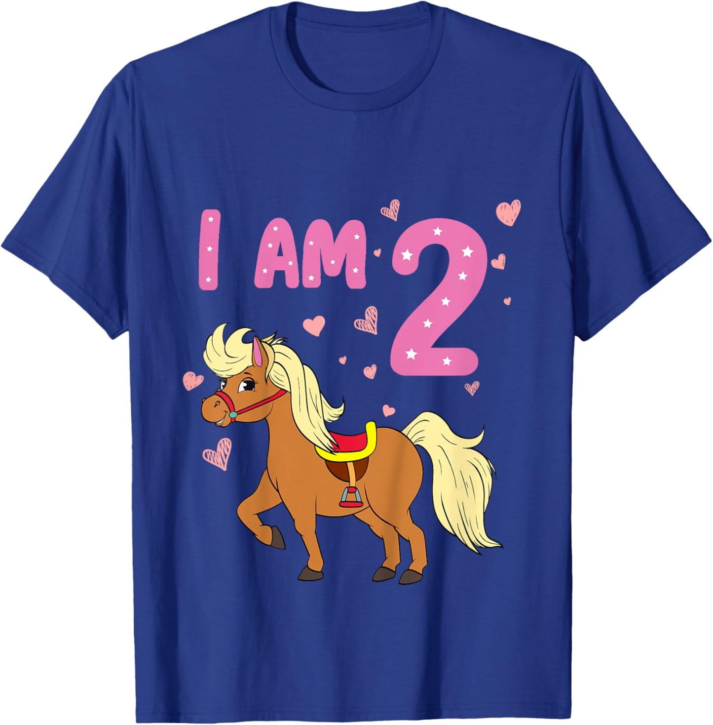 Pony Girl 2nd Birthday Horse 2 Years Old Girls Pony Birthday T-Shirt - T-Shirt | Royal
