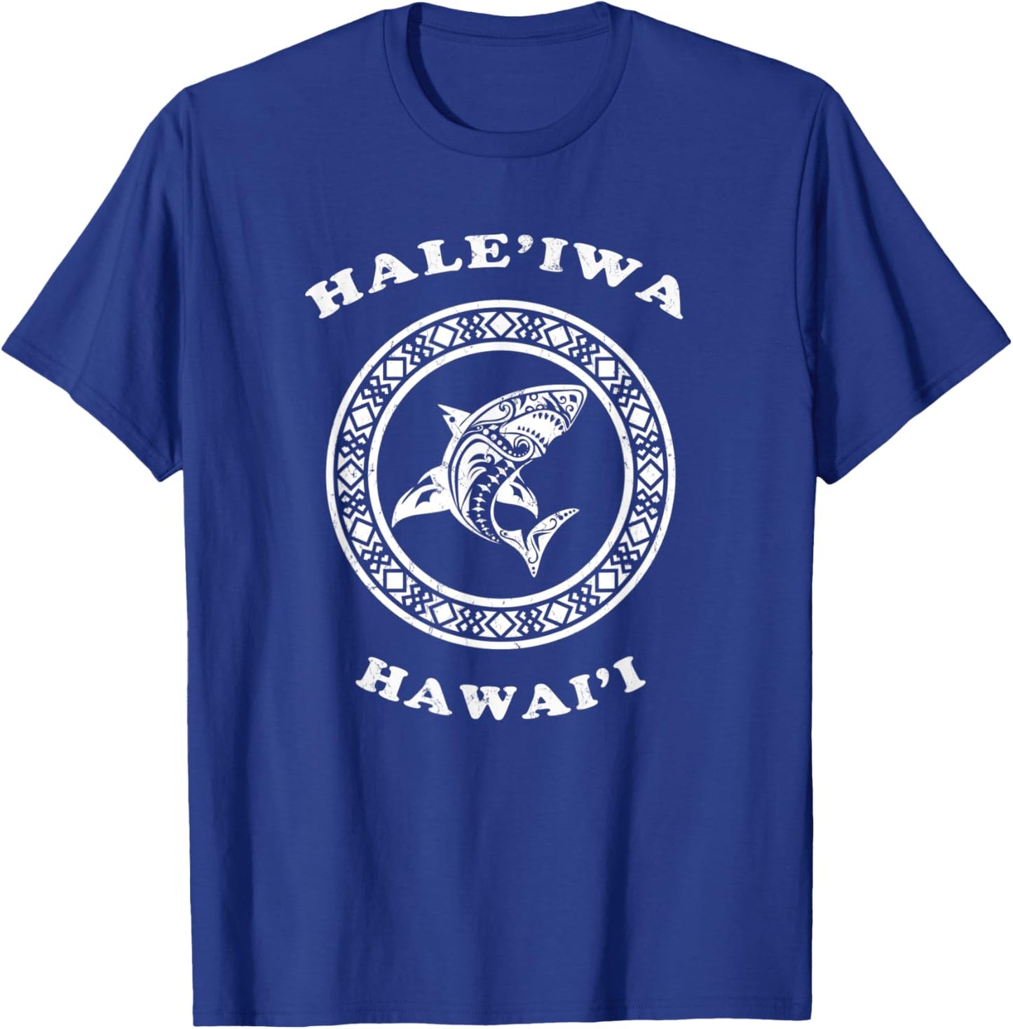 Haleiwa, Hawaii Vintage Retro Tribal Shark Vacation T-Shirt - T-Shirt | Royal