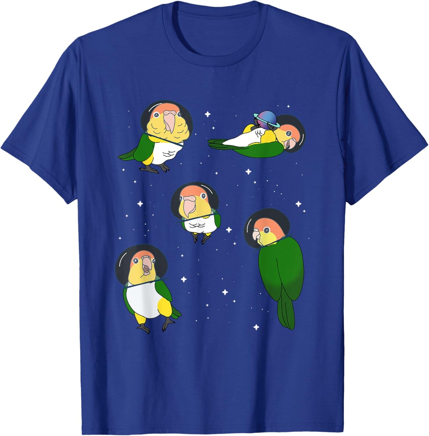 Cute White Bellied Caique Pattern Parrot memes Space Birbs T-Shirt - T-Shirt | Royal