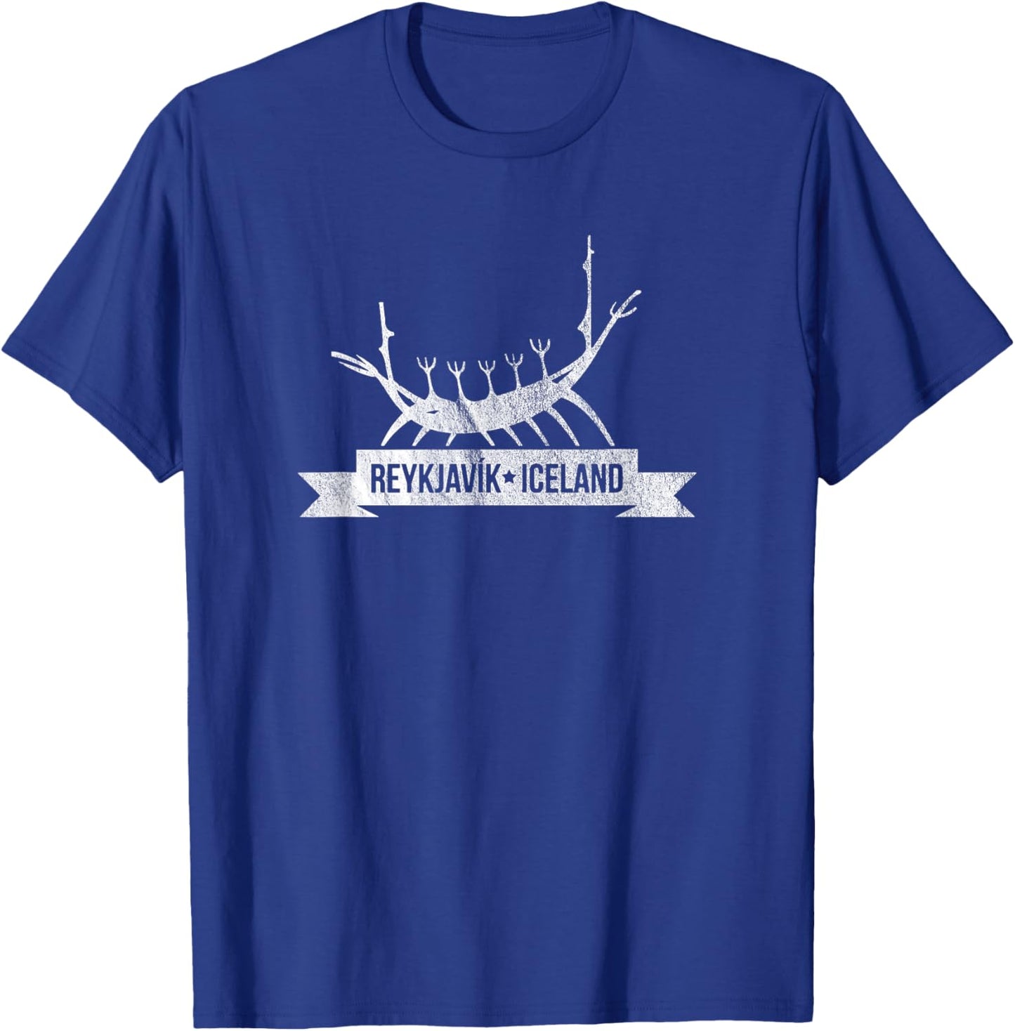 Vintage Reykjavik Iceland Shirt with Viking Ship Art T-Shirt - T-Shirt | Royal