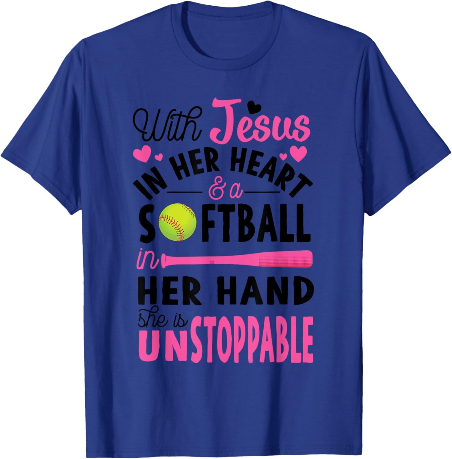 Jesus In Her Heart Softball Hand Funny Pitcher Gift T-Shirt - T-Shirt | Royal