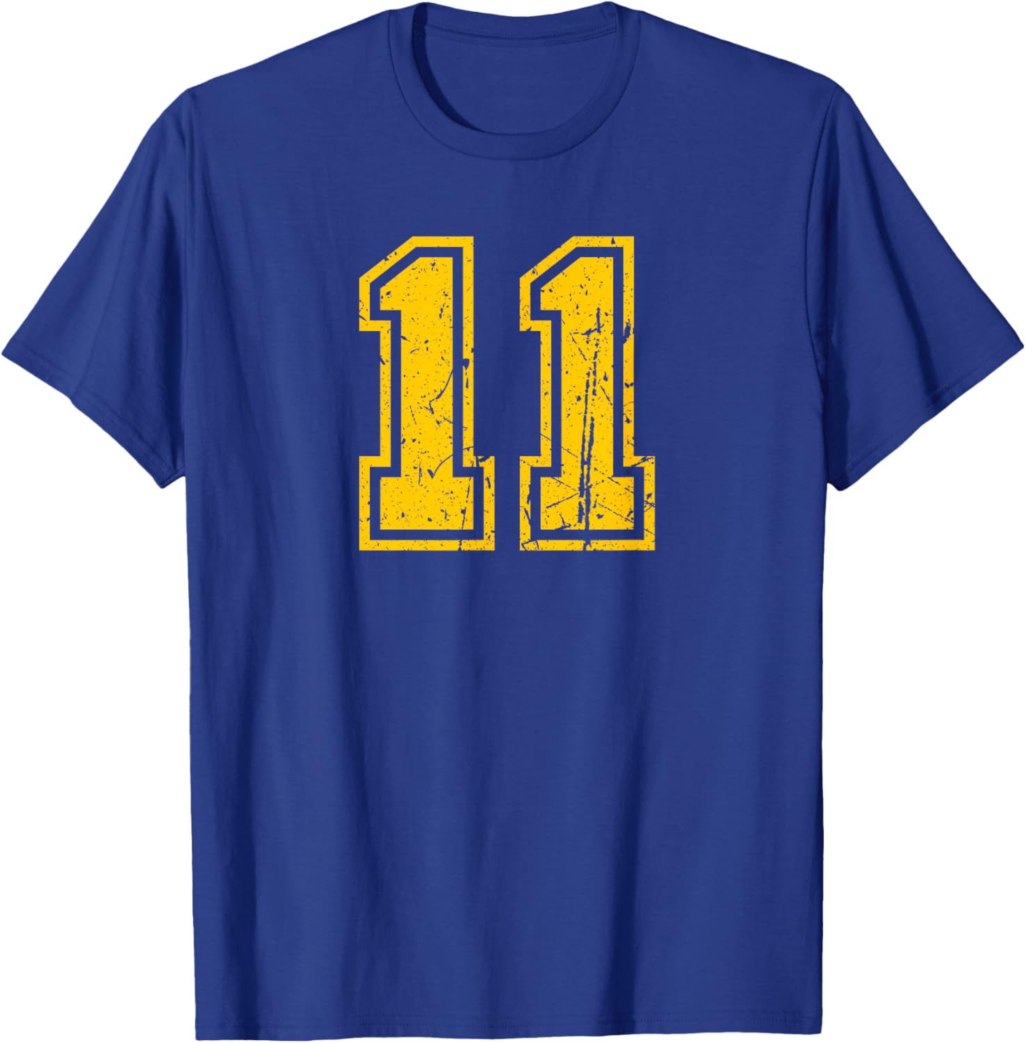 Number #11 Sport Yellow Vintage Number T-Shirt - T-Shirt | Royal