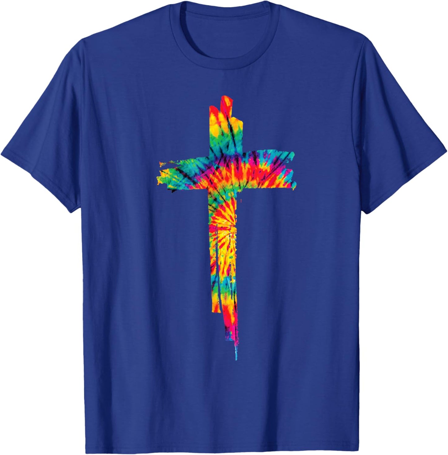 Jesus Christian Cross Tie Dye Rainbow Religious Bible Faith T-Shirt - T-Shirt | Royal