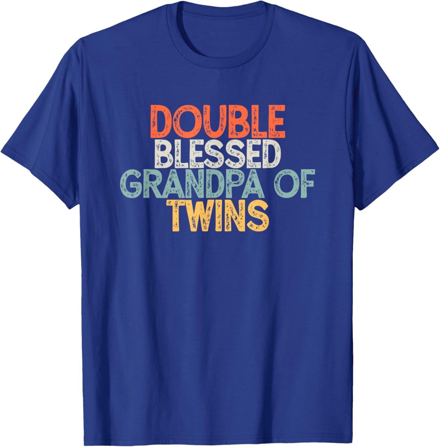 Vintage Funny Double Blessed Grandpa of Twins T-Shirt - T-Shirt | Royal
