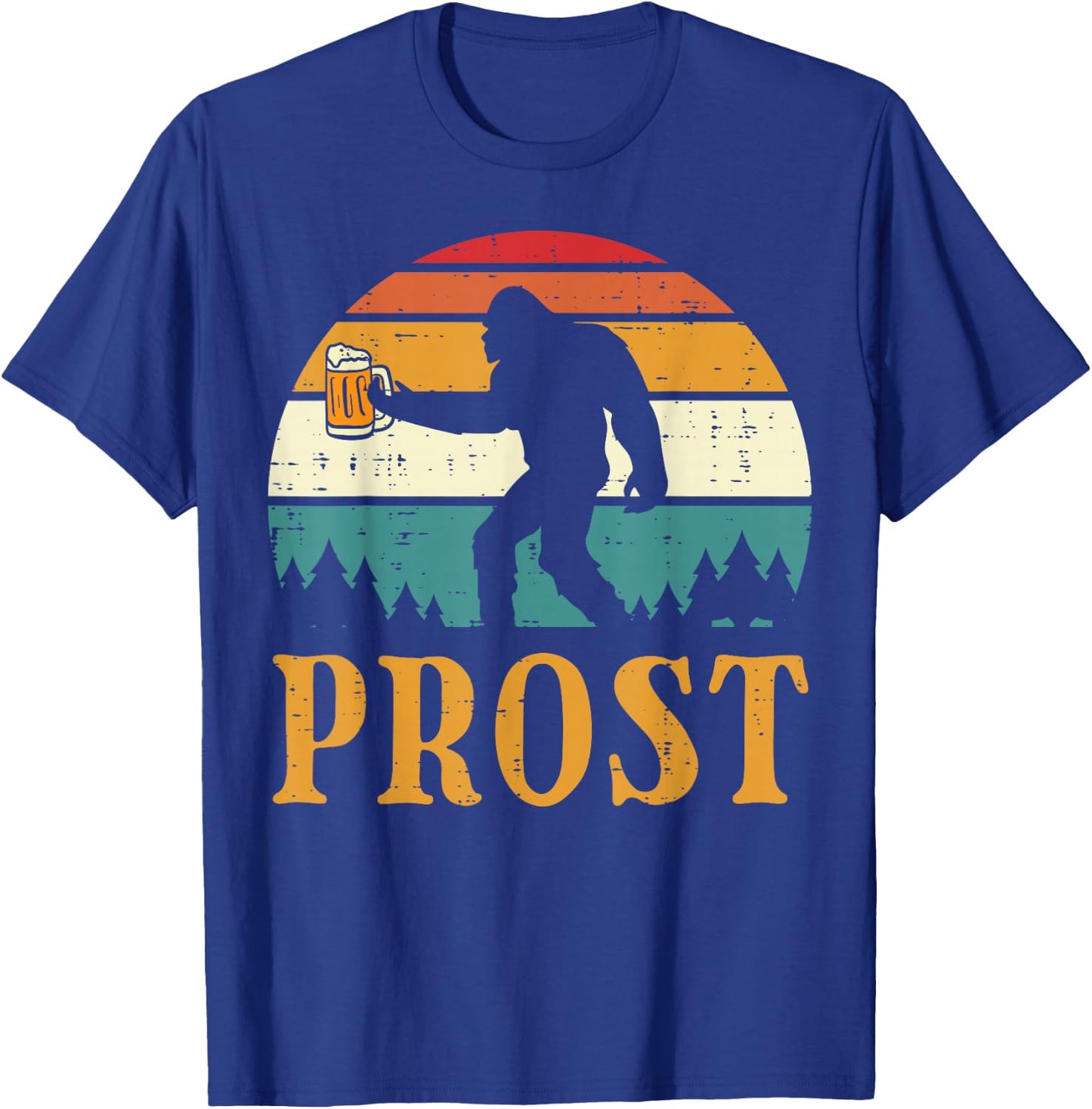 Oktoberfest Bigfoot Sasquatch Prost Retro German Men Women T-Shirt - T-Shirt | Royal