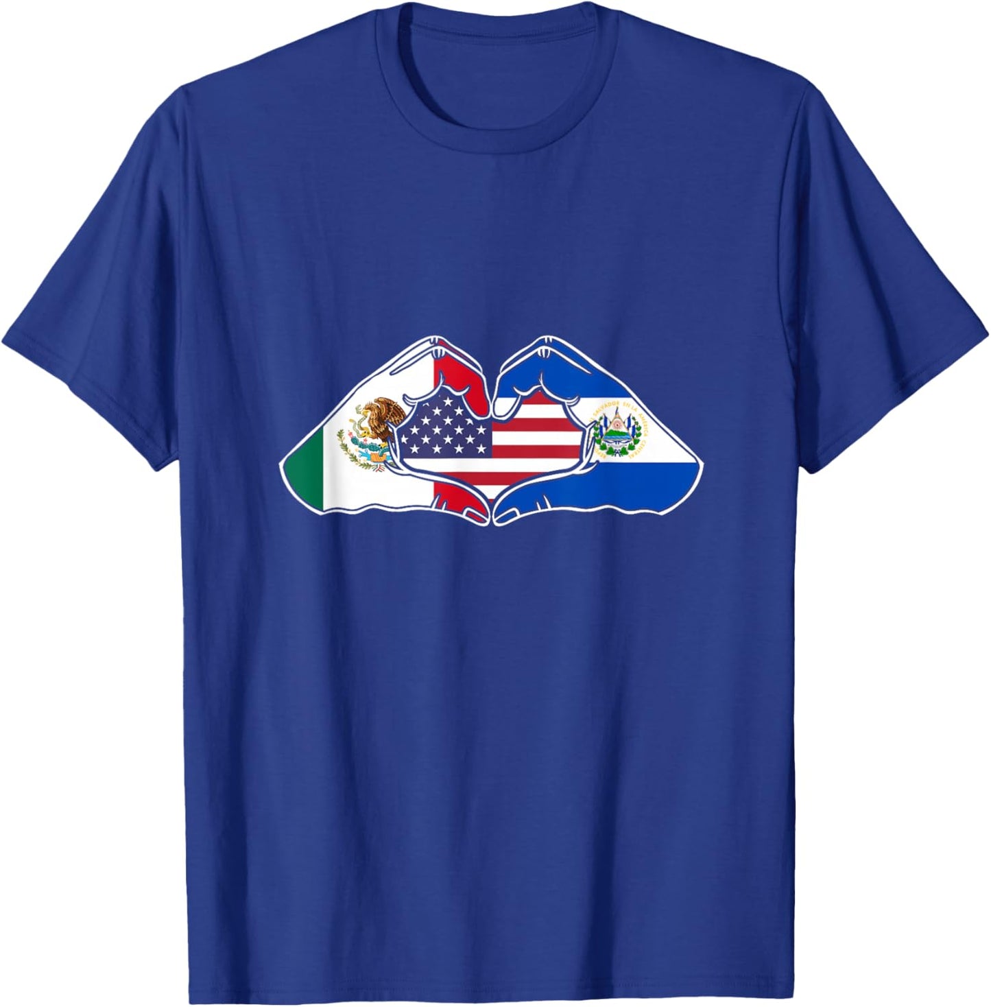 Heart Hands Mexico, El Salvador and The USA. T-Shirt - T-Shirt | Royal