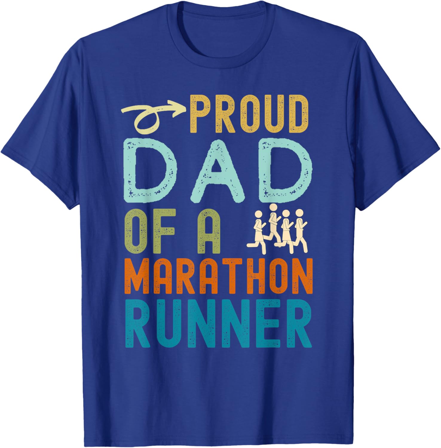 Proud Dad of a marathon runner retro vintage distressed T-Shirt - T-Shirt | Royal