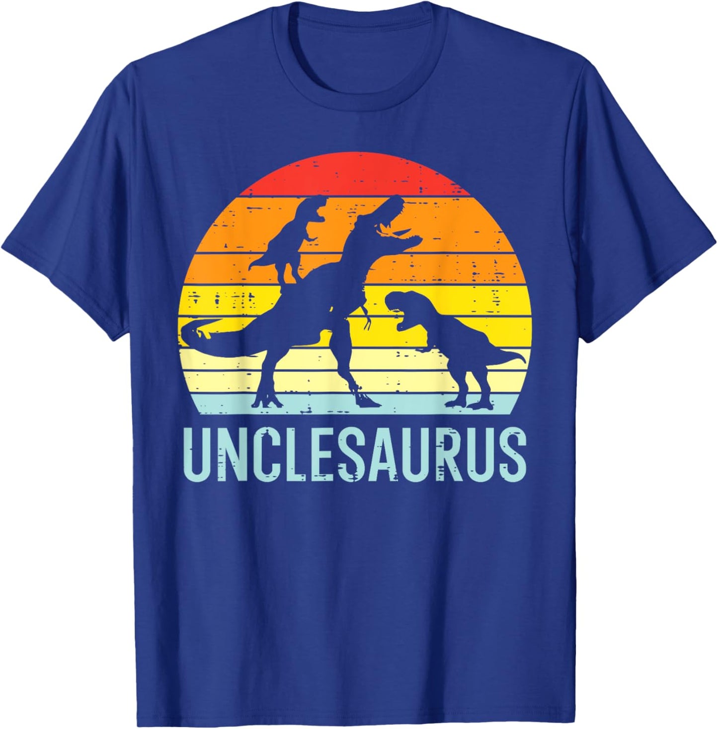 Unclesaurus Trex Uncle Sunset Retro Fathers Day Dinosaur Men T-Shirt - T-Shirt | Royal