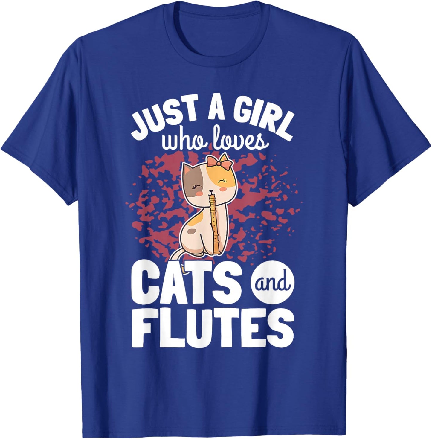 Flten-Geschenke Cat Plays Flute - Men's Black Small Classic Fit Short Sleeve - Flute Player - Casual Vacation Wear - Cute Theme T-Shirt - T-Shirt | Royal