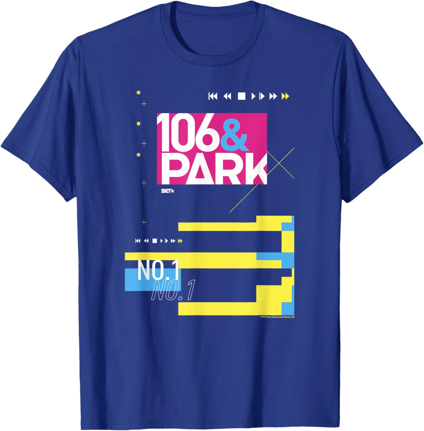 BET 106 & Park Composition - Women's -Adults Black Modern Letter Print - Small - - Short Sleeve - Classic Fit - Imported T-Shirt - T-Shirt | Royal
