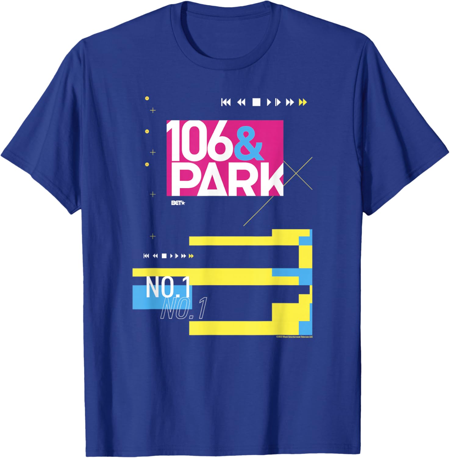 BET 106 & Park Composition - Women's -Adults Black Modern Letter Print - Small - - Short Sleeve - Classic Fit - Imported T-Shirt - T-Shirt | Royal