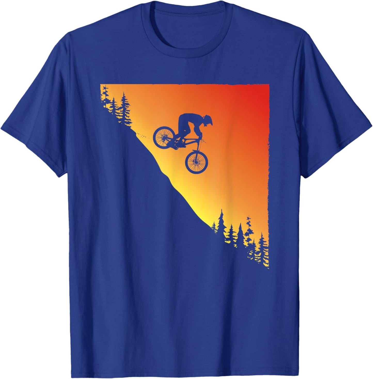 Mountain Bike Downhill Biking Retro Sunset Graphic T-Shirt - T-Shirt | Royal