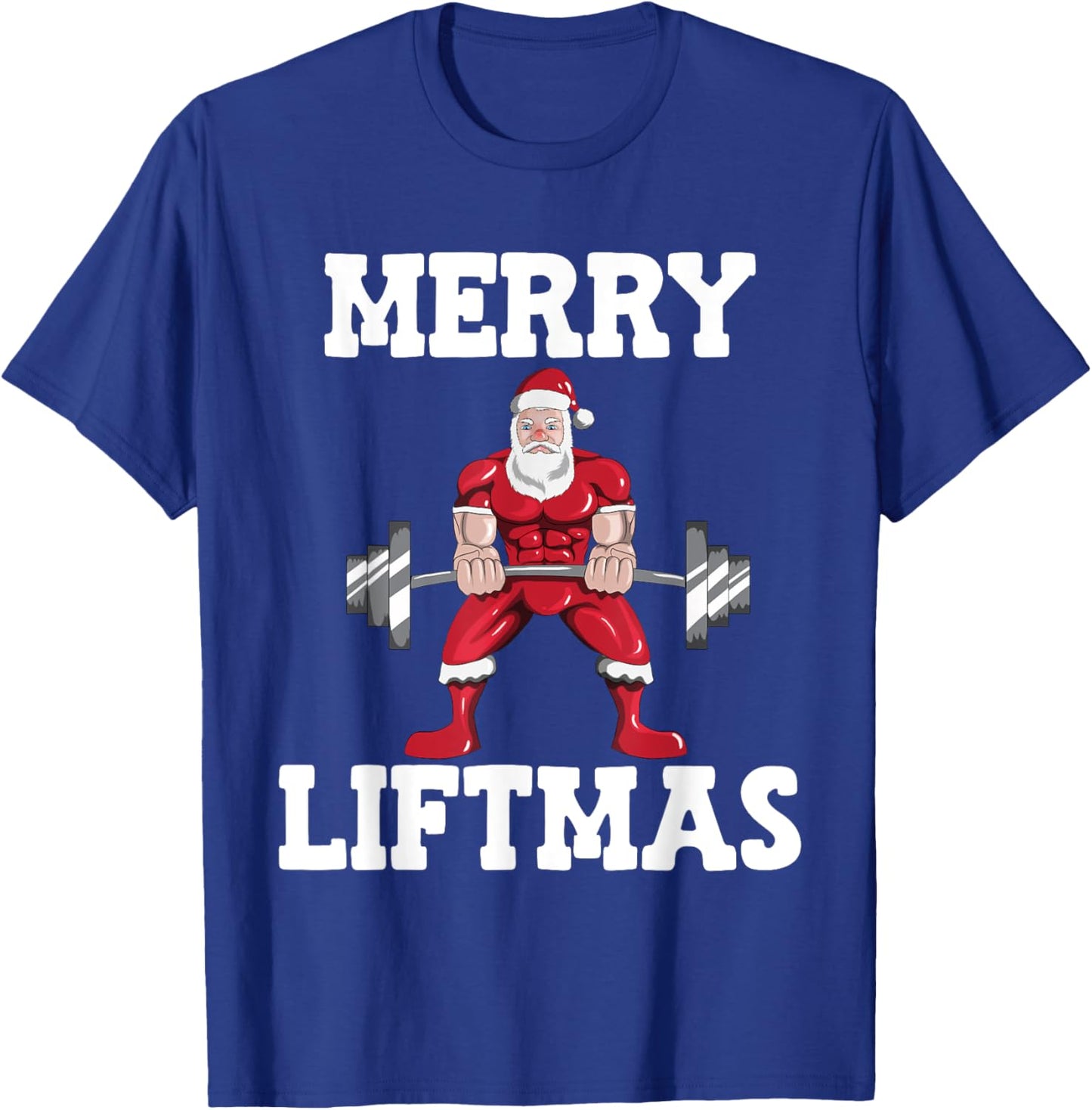 Christmas Santa Claus With Weight Lifter Powerlifting T-Shirt - T-Shirt | Royal