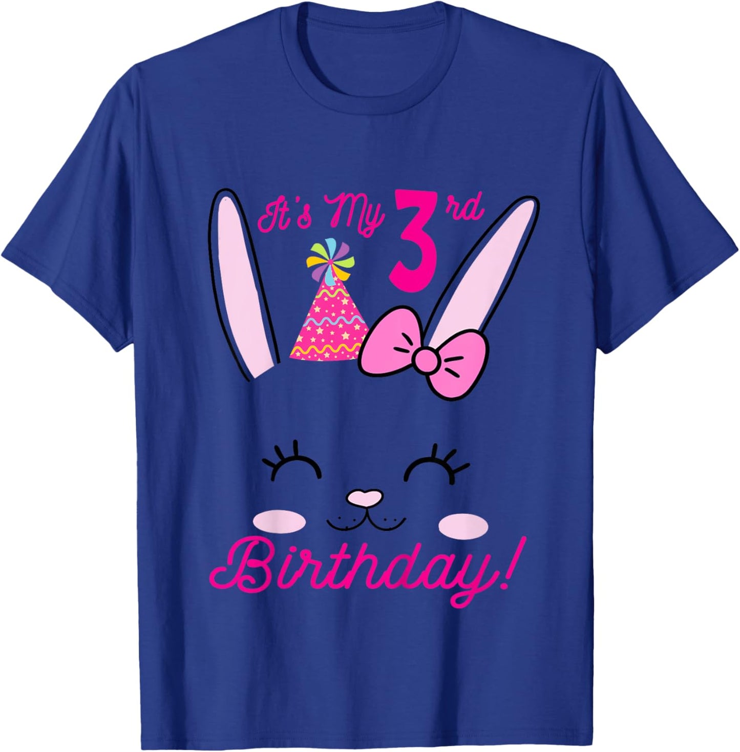 Its My 3rd Birthday Girl Bunny Rabbit theme Party (three) T-Shirt - T-Shirt | Royal