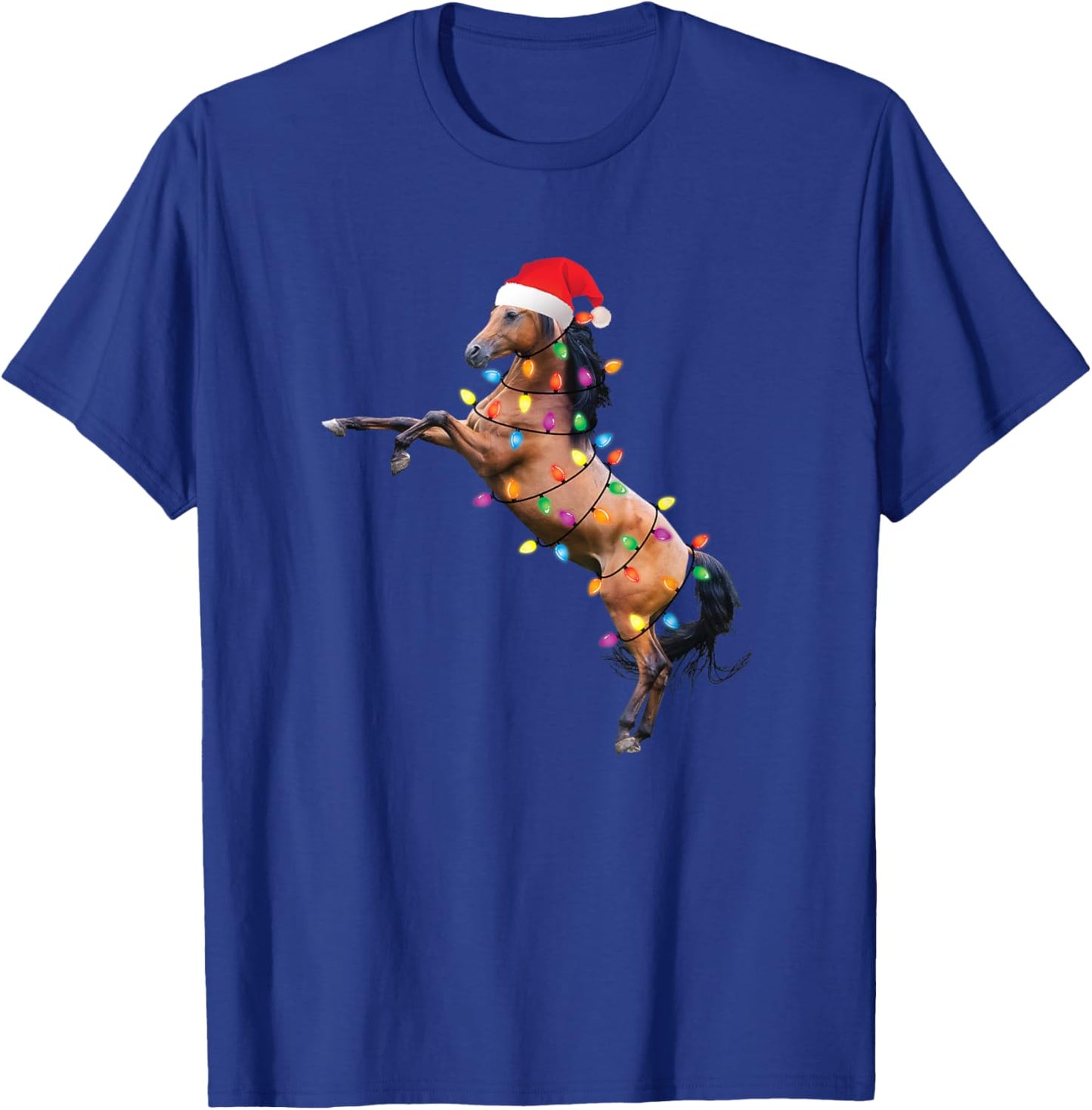 Christmas Lights Horse Santa Funny Xmas Tree Horse T-Shirt - T-Shirt | Royal