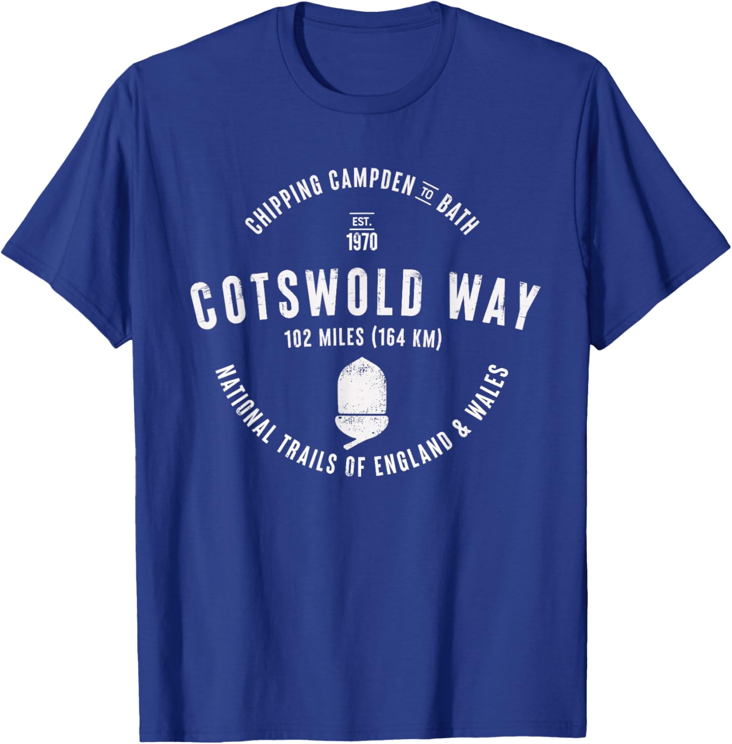 UK Hikes Apparel Cotswold Way England Wales Hikes - Black, -Adults & Kids, Classic Fit, Short Sleeve, , , Letter Print T-Shirt - T-Shirt | Royal